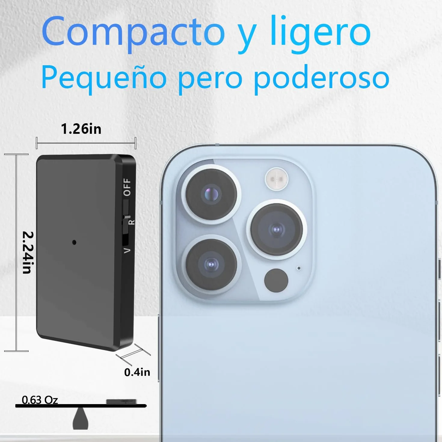 Grabadora de Voz Mini 64 GB Activación Vocal Recargable USB para Reuniones