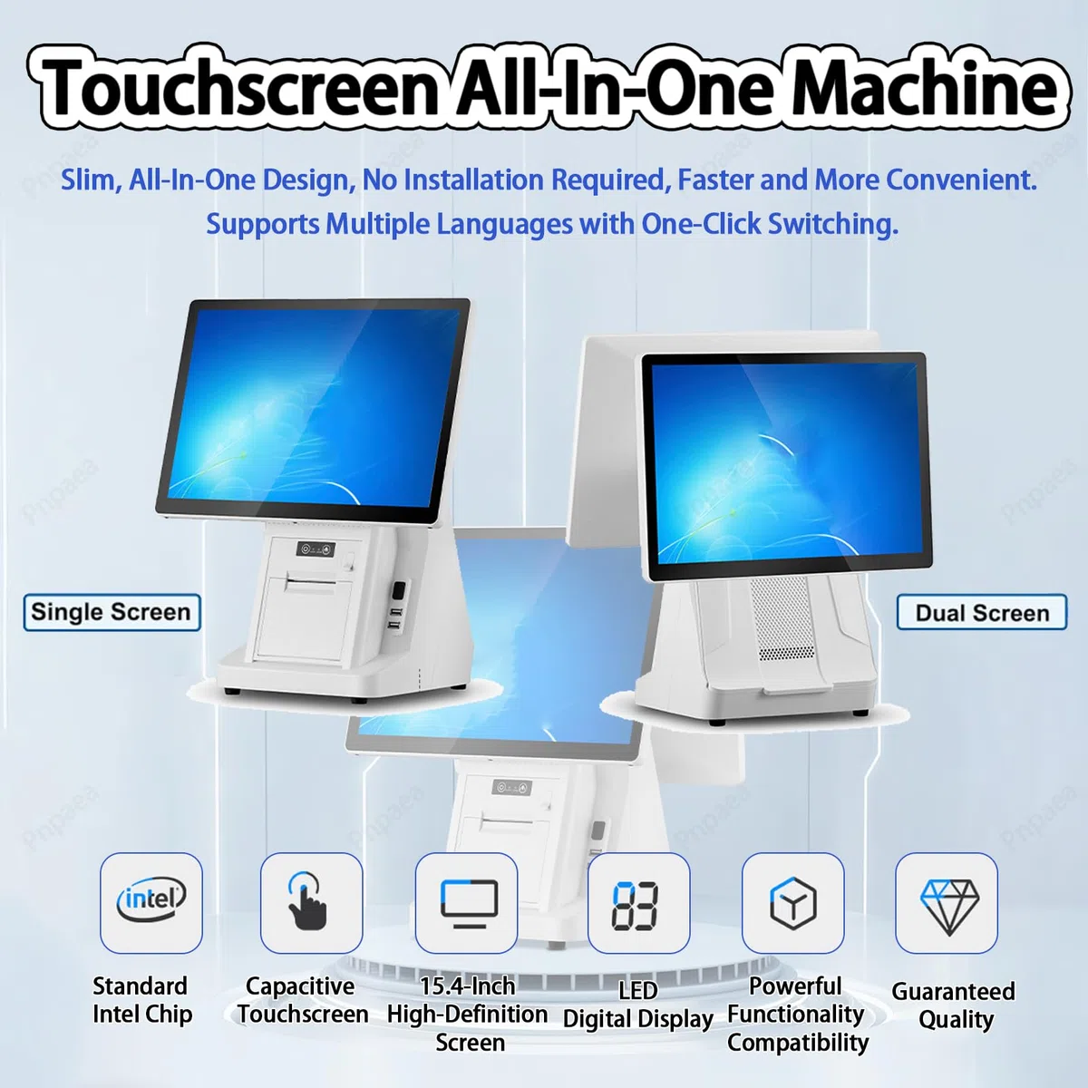 Sistemas Tpv, Caja Registradora con Pantalla TáCtil De 15,6",4 GB De Ram, 64 GB De Ssd,para Comercios, Restaurantes, CafeteríAs, Clubes Y Farmacias SingleScreen-A（80mm）