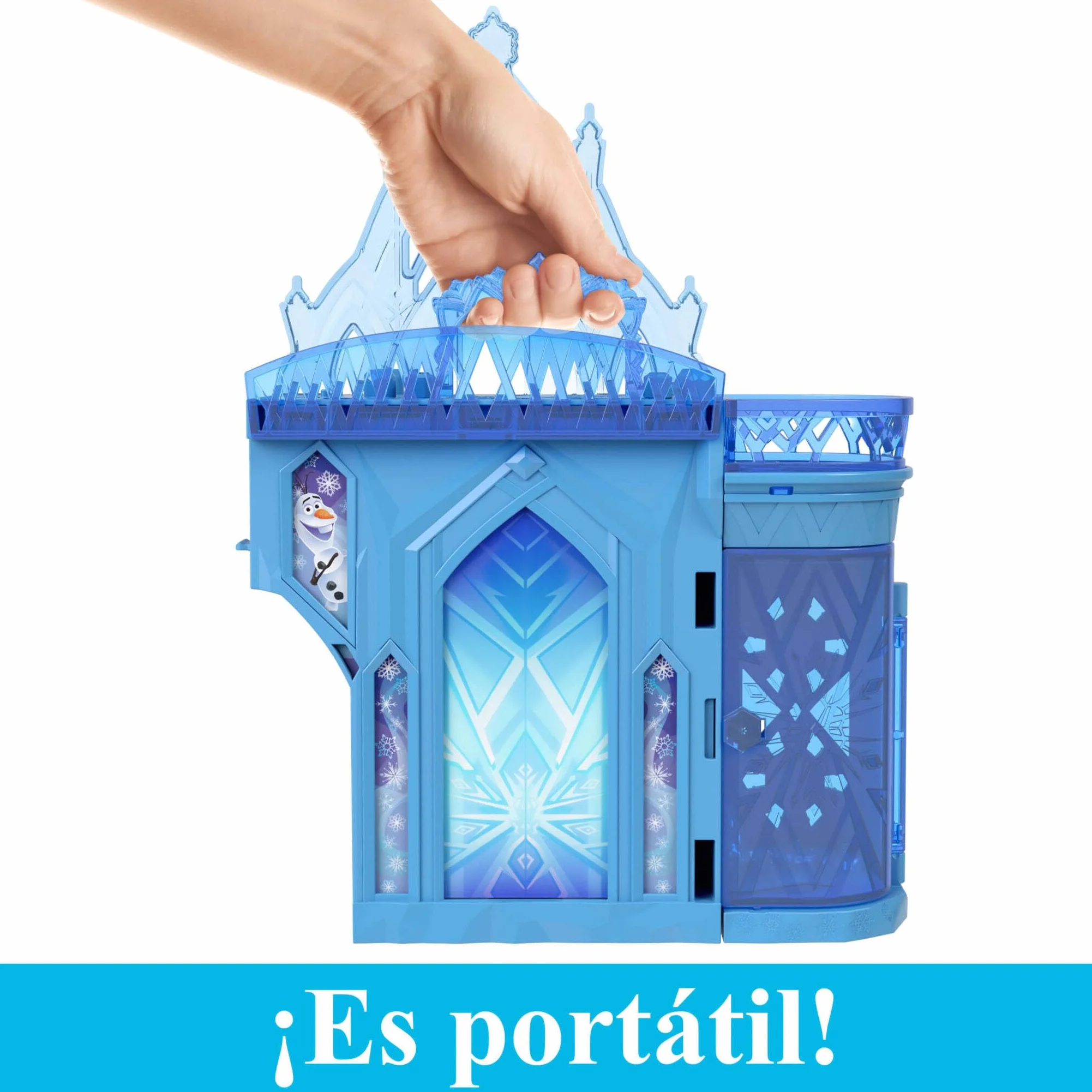 Disney Frozen Castillo de Elsa, Conjunto Apilable Casa de Muñecas con Muñeca Pequeña y 8 Piezas, Juguetes de Película, JDP63