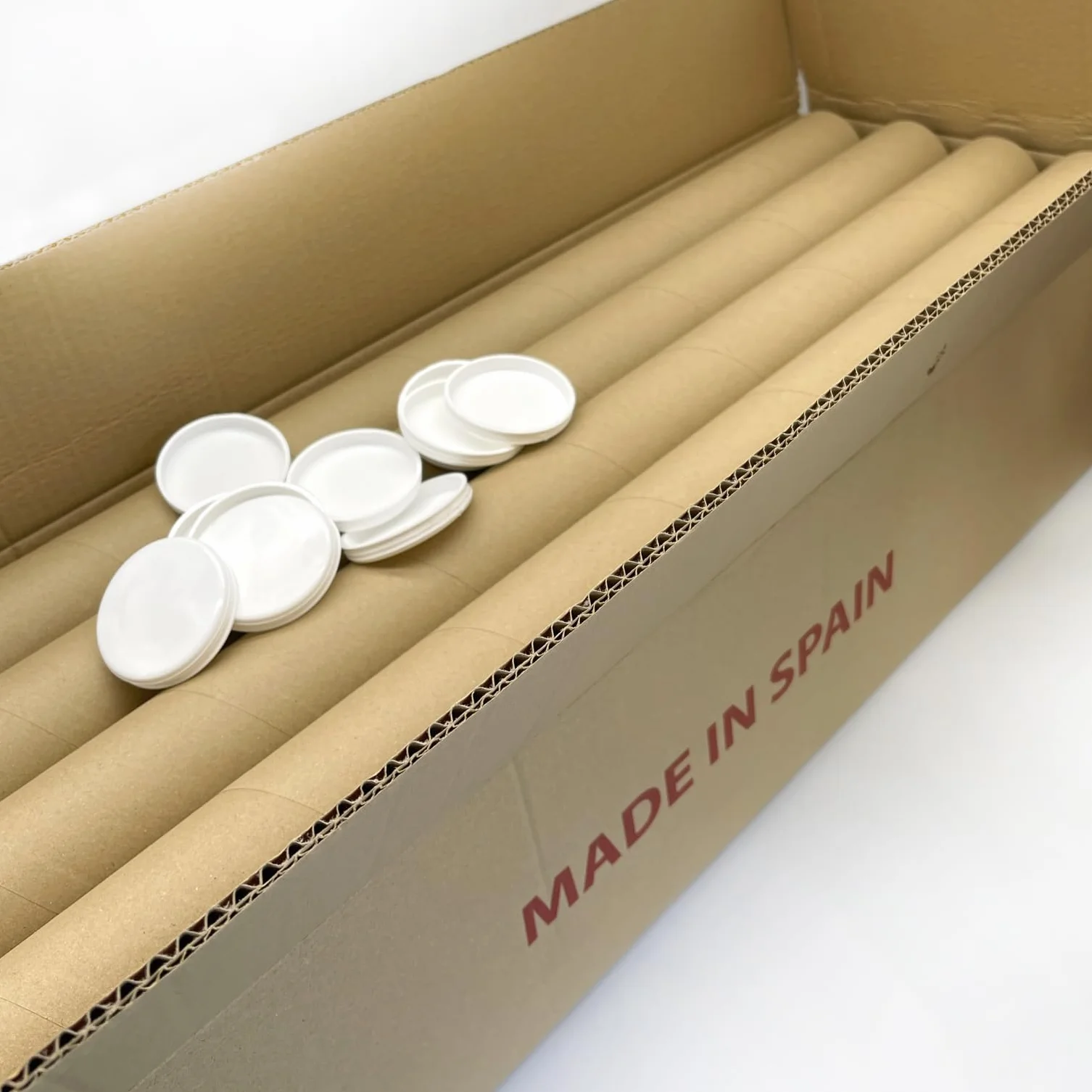 Tubos de Cartón Reciclado para Envío con Tapas de Plástico 95cm x 70mm 12 Unidades