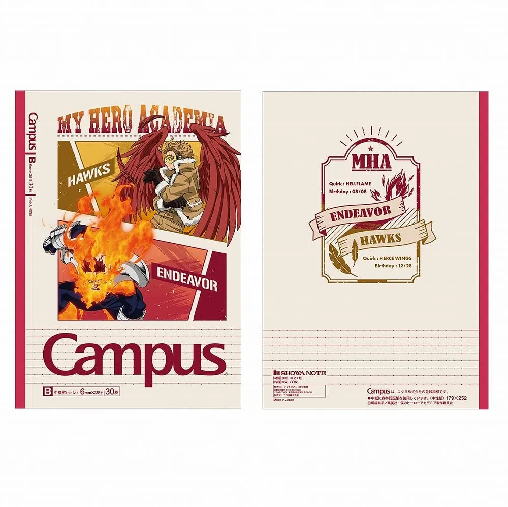 Juego de 5 cuadernos Showa My Hero Academia, cuaderno de campus, rayado B, 119590002