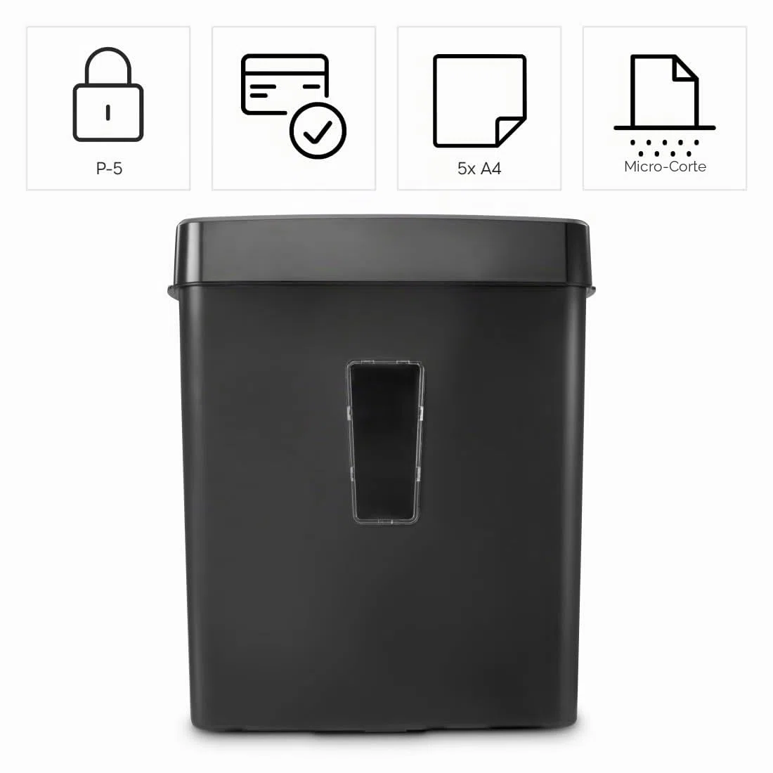 Hama |Trituradora Papel Nivel Seguridad E-2,O-1,P-5,T-2, Negro | Destructora Papel, 31x16,4x38cm, Niv Ruido: 68db, Velocidad: 2,5m/min, 15mm Corte, 5 Hojas A4, Tarjetas crédito, Grapas