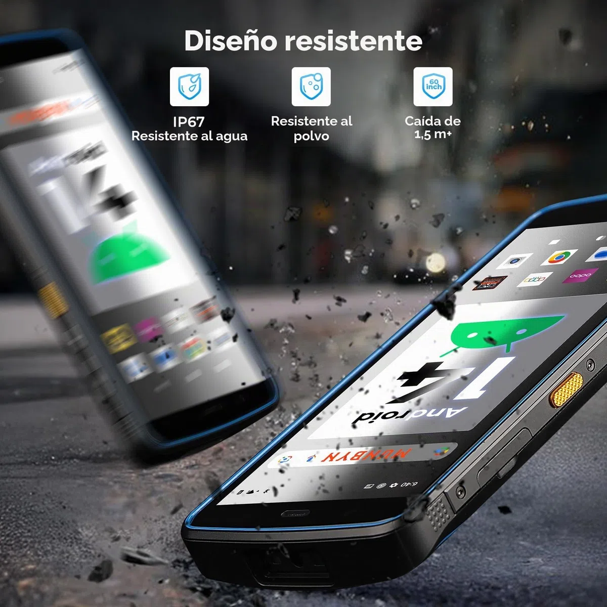 MUNBYN Escáner de código de Barras Android 14, PDA escáner 2D 1D QR, Pantalla Grande de 5.7 Pulgadas, 4+64G, IP67, Wi-Fi de Doble Banda, 4G, BT, Recolector de Datos para almacén