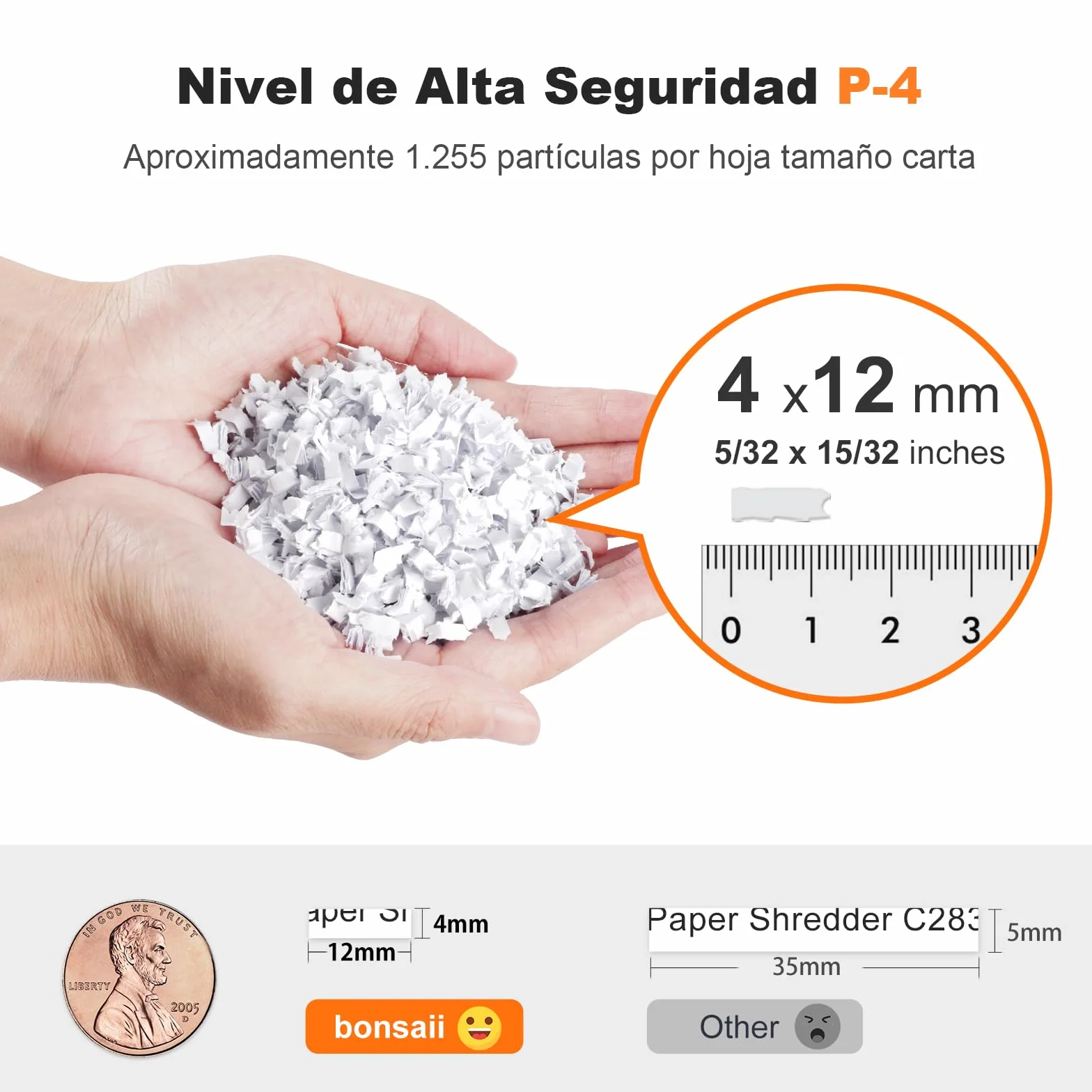 Bonsaii Trituradora de Papel con Alimentación Automática 200 Hojas, Micro-Corte P-4, 60 Min Continuo, Bajo Ruido, Ahorro Energía, Contenedor 31L, Modo Manual para Tarjetas, Ideal para Oficina, C283-A
