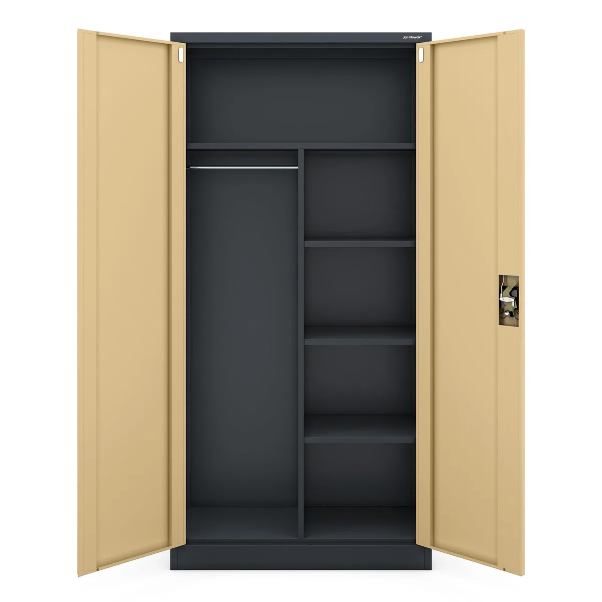 Jan Nowak Armario metalico con Cerradura Multifuncional Oficina archivador ropero 185 x 90 x 45 cm Acero estantes Barra Ropa almacenaje Documentos Material Empresa recepcion Vestuario