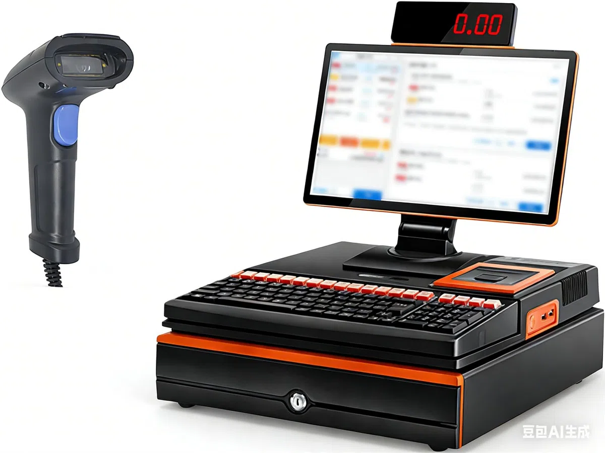 Caja registradora TPV Completa con Pantalla táctil de 15,6", Lector de código de Barras, cajón, Impresora integrada de 58 mm, procesador i5/8 GB/128 GB para pequeñas Empresas y Tiendas. B