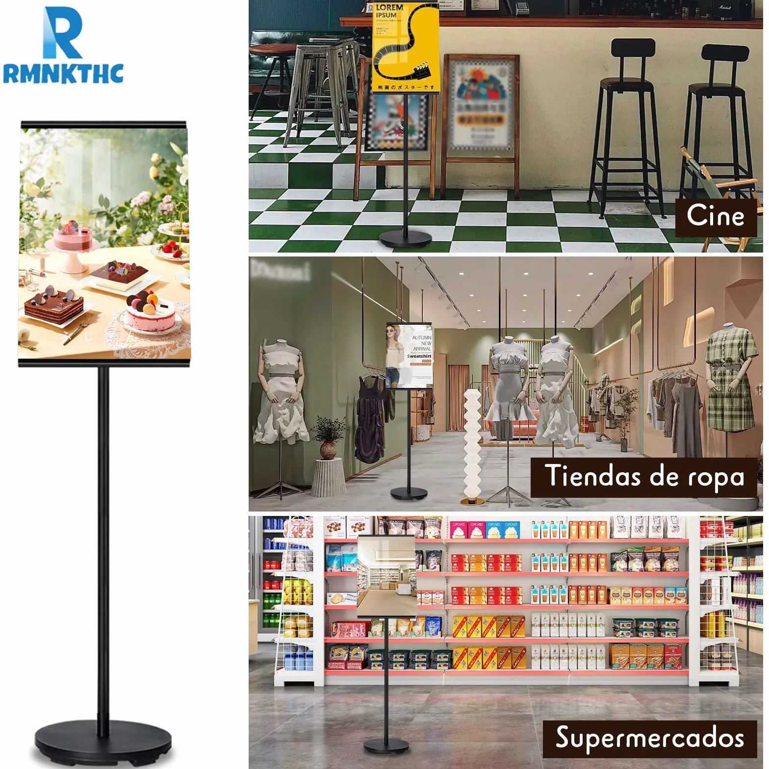 A3 Expositor de aleación de aluminio | Soporte ajustable en ángulo impermeable | Pizarra de menú para negocios/entrada/evento (negro)