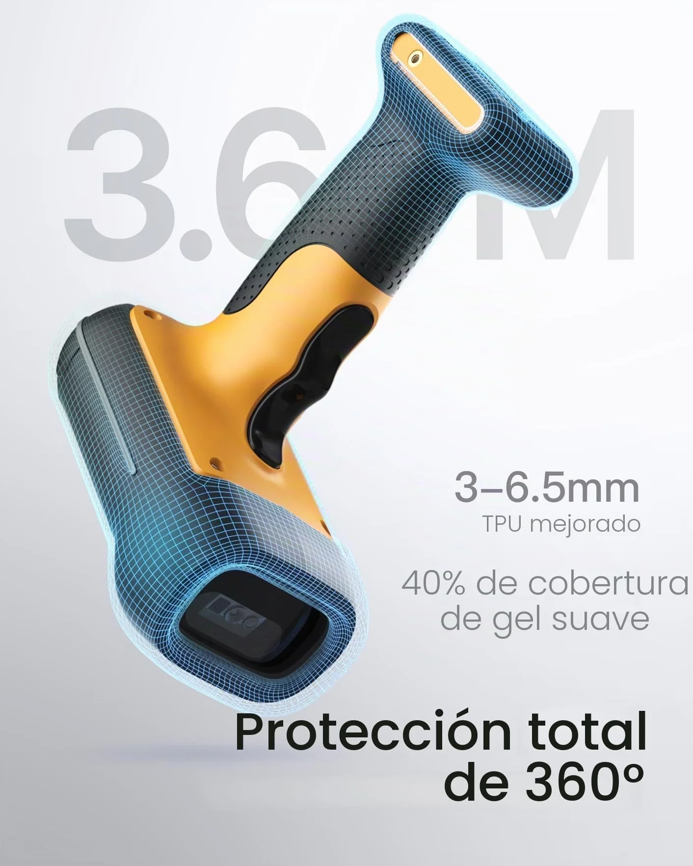 Inateck Escáner de Códigos de Barras Industrial Inalámbrico, Escáner 2D QR con Base de Carga Inteligente, IP67 Impermeable y a Prueba de Polvo, Batería 2600mAh, Escáner Manual con App & SDK, BCST-75S