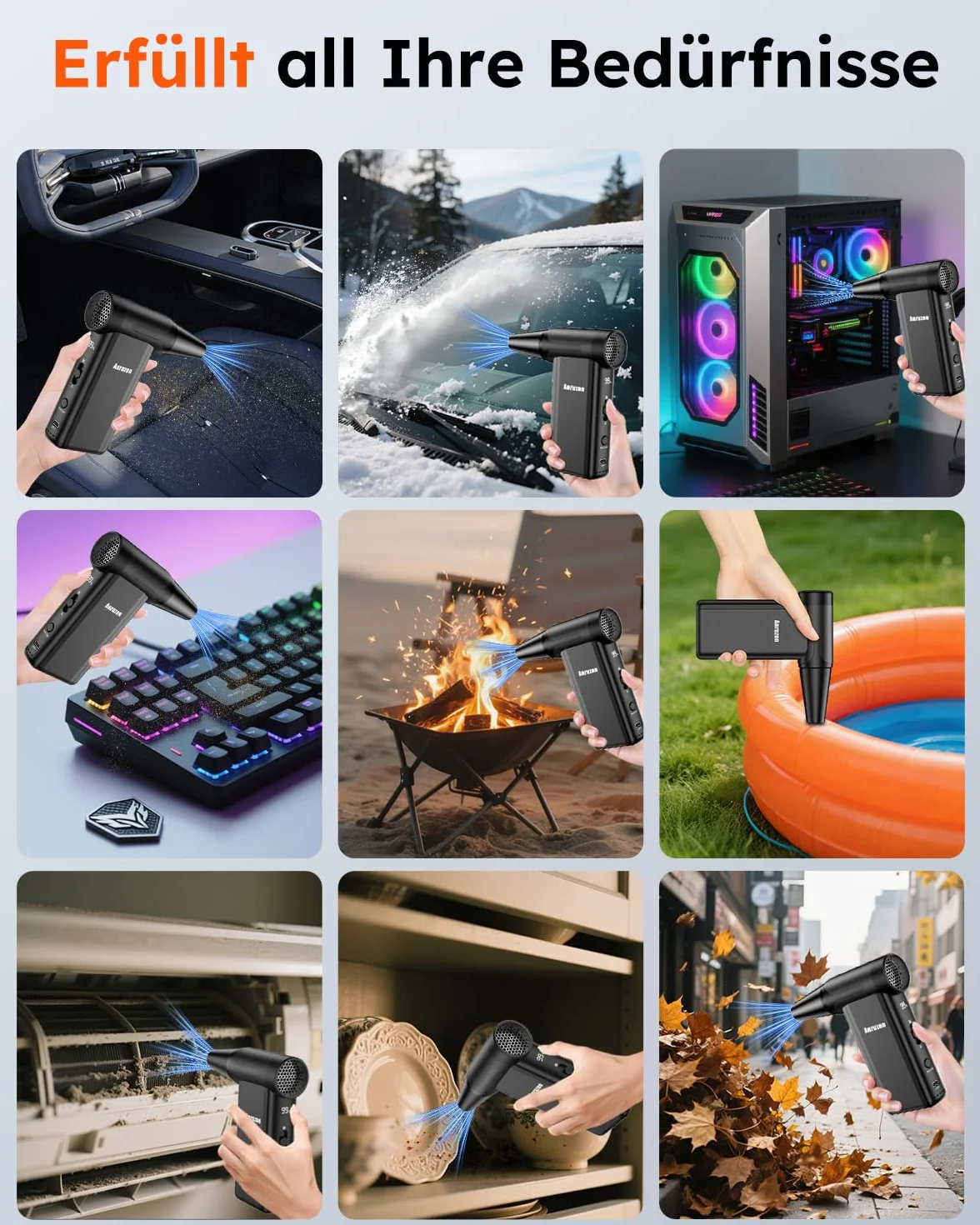 Aire Comprimido Eléctrico para Limpieza de PC, 300000 RPM, 8 Velocidades, Batería 7600mAh, Soplador de Polvo para Teclado, Electrónica, Sofá, Coche