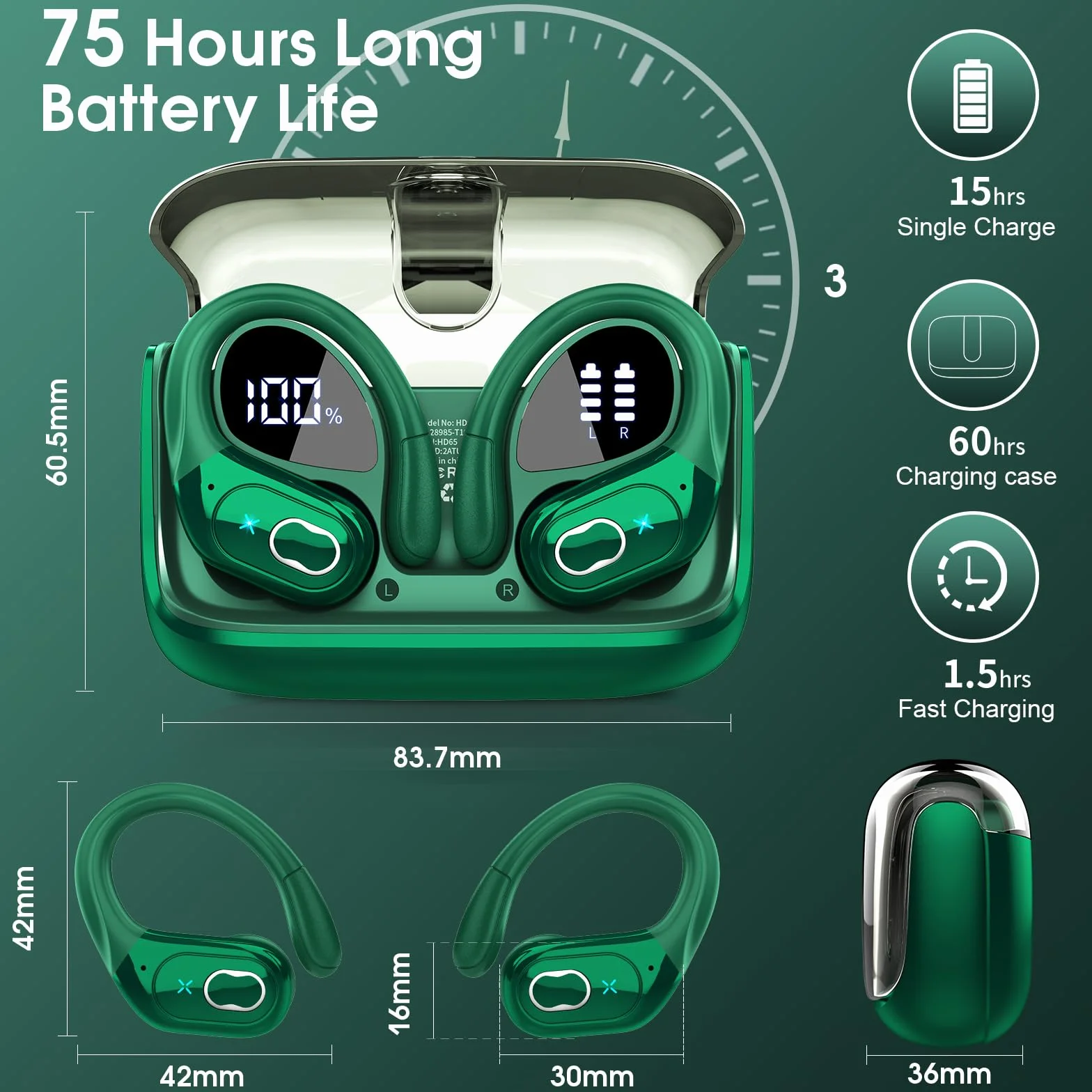 AI Auriculares Traductor en Tiempo Real(2026), 164 Idiomas y 6 Modos de Traducción, 3 in 1 AI Auriculares Traductor, Bluetooth 5.4 con ENC y App con para Viajes/Negocios/Aprendizaje/Reunirse Verde