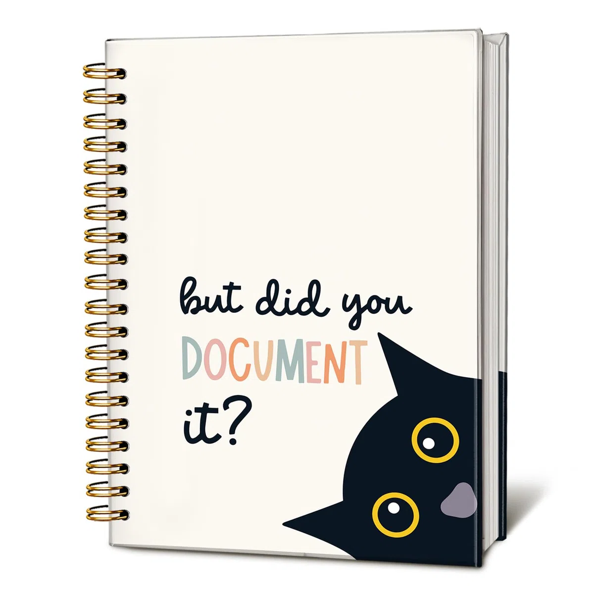 Divertido cuaderno de gato negro, cuadernos de oficina para tomar notas, diario de trabajo para mujeres y hombres, pero ¿lo documentas?, diarios de gatitos para escribir, suministros de oficina