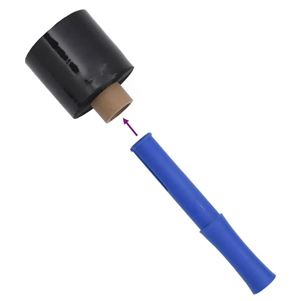 Láminas elásticas negras de 23 μm, 10 cm x 300 m, material de embalaje de polietileno, 10 unidades con asa para cartón, suministros de envío, acolchado y protección de transporte, versátiles