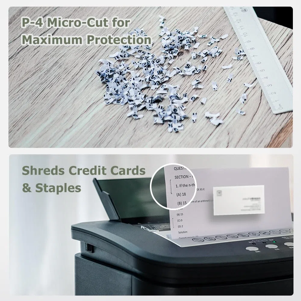 Trituradora de Papel Profesional: 150 Hojas Microcorte P-4 40 Mins Continuos Destructora Documentos Eléctrica Papelera 25L Silenciosa para Casa Oficina Educativos Hospitales Empresa