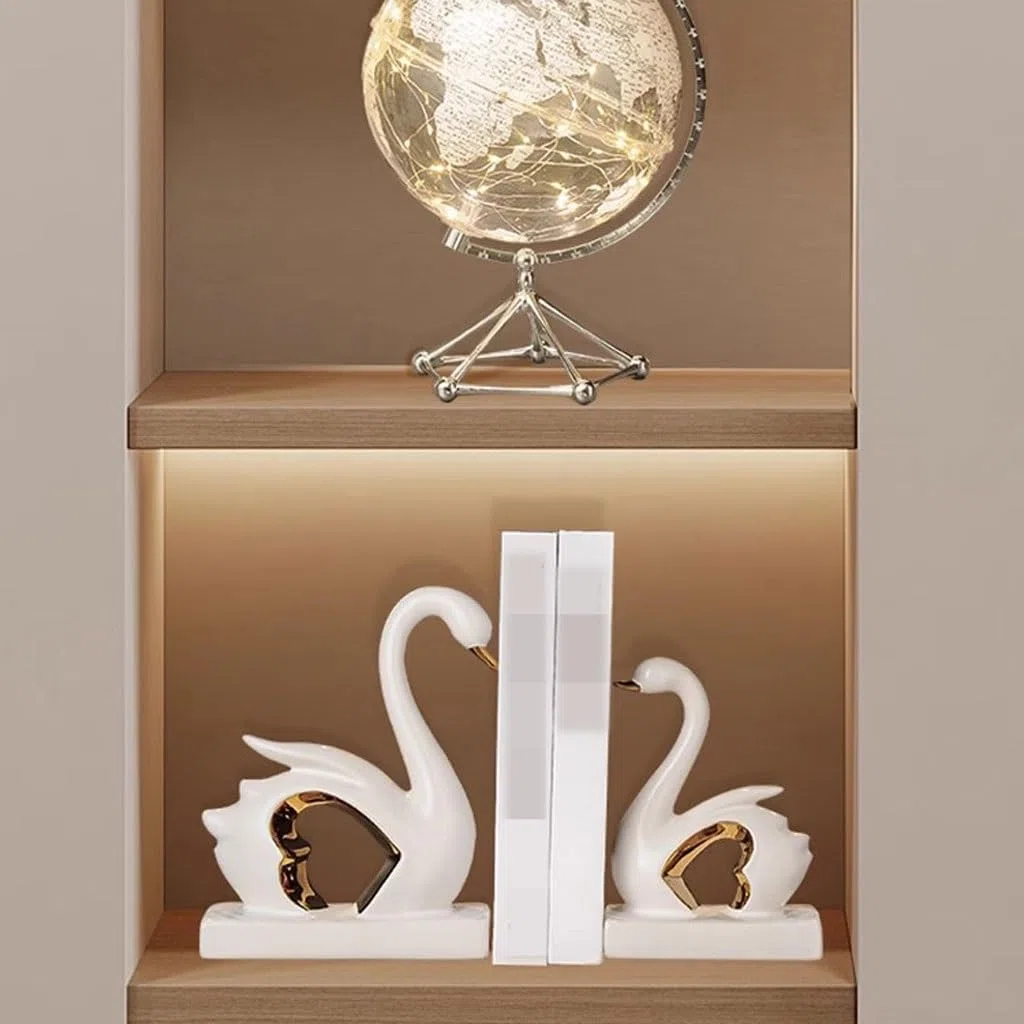 Decoración De Libros Sujetalibros De Estudio De Cisne For Pareja, Adorno For Sala De Estar, Mueble De Vino, Decoración De Mueble De TV Sujetalibros Decorativos(A)