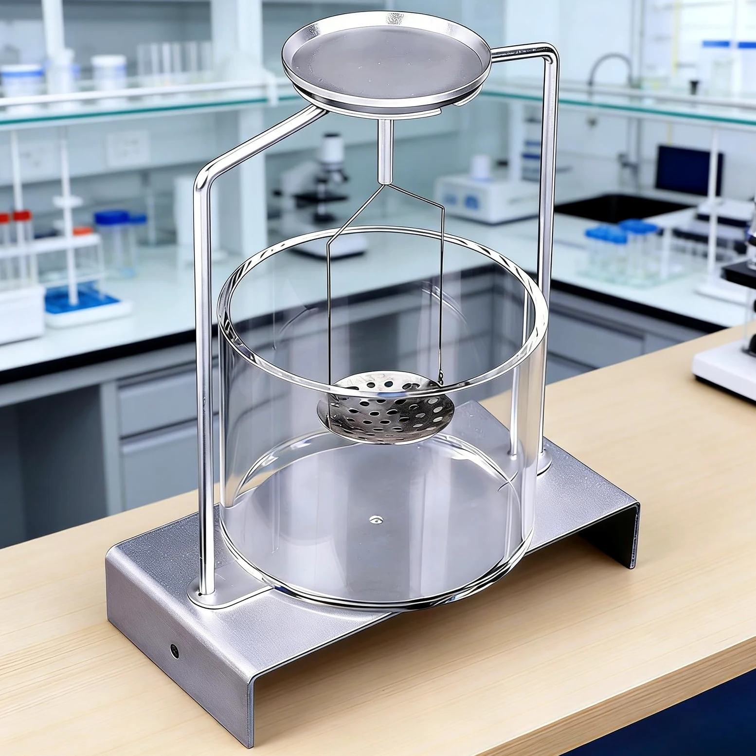 Medidor de densidad de piedras preciosas, kit de determinación de densidad con taza acrílica y soporte de metal, para investigación de laboratorio de medición de gravedad específica