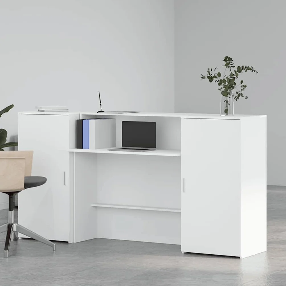 Blanco Mostrador de recepción 200x50x103,5 cm Madera ingeniería Escritorios