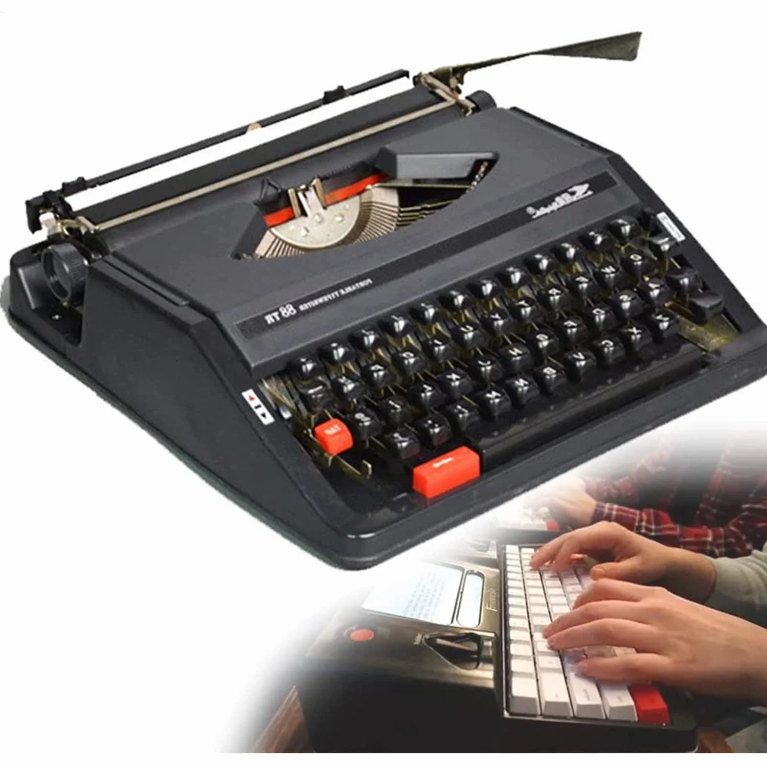 Máquina de Escribir Inglesa Mecánica Antigua, Maquinaria Máquina de Escribir, Maquina Escribir, Máquina de Escribir Manual Antigua, Portátil y Fácil de Usar,Black