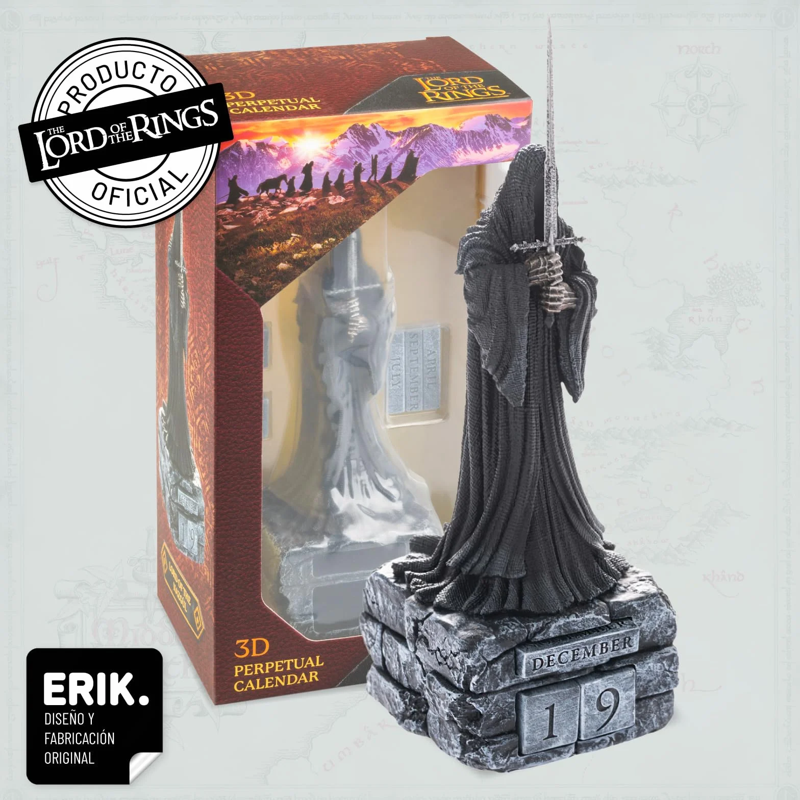 Calendario Perpetuo El Señor de los Anillos 3D - Figura Nazgûl para Decoracion Habitacion │ El Señor de los Anillos Regalos Merchandising (23x8,5cm)