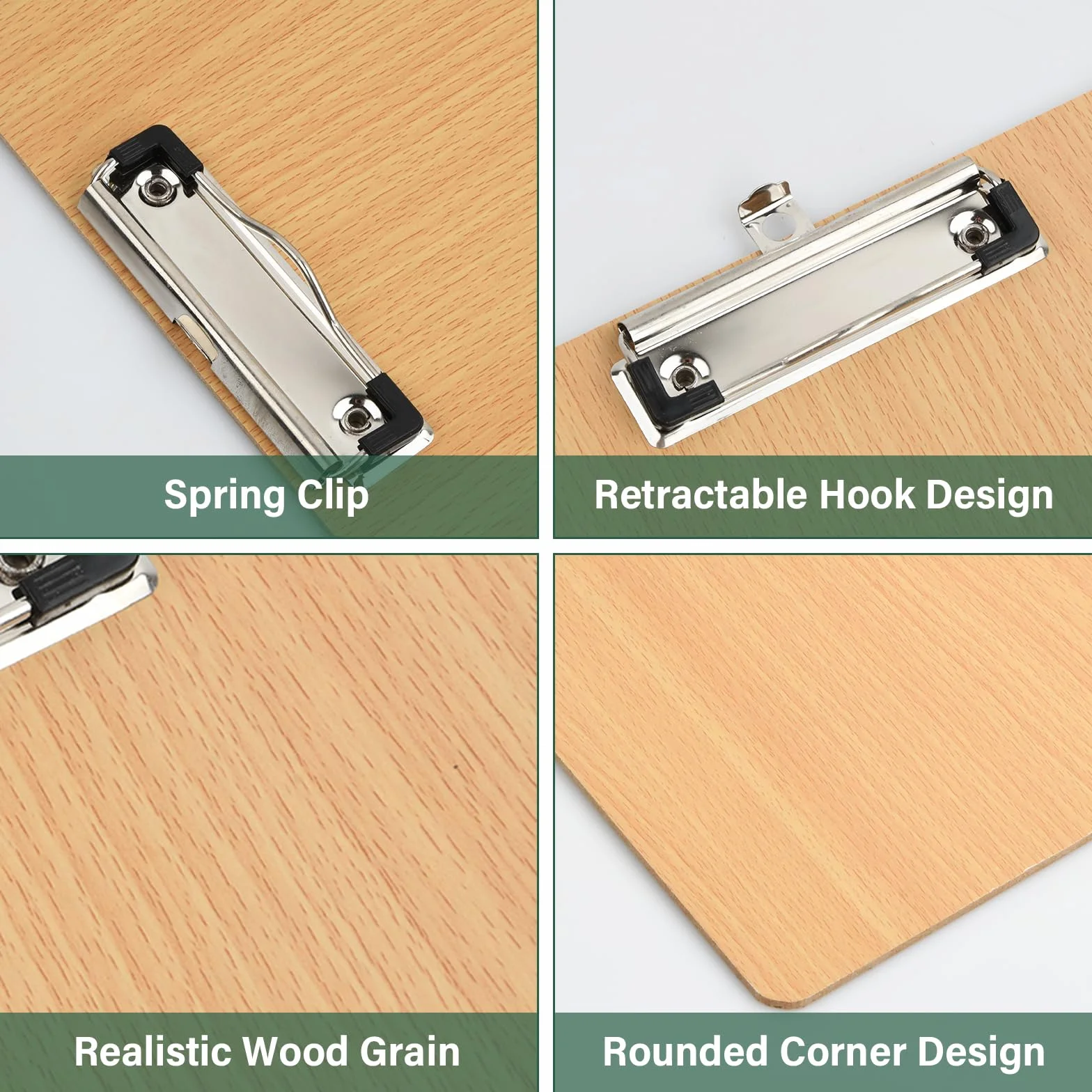 10 Piezas Portapapeles de Madera con Pinza, Carpetas con Pinza Madera Clipboards, Tableros con Pinza para Notas, Portapapeles Rígido para Escuela, Oficina, Aula, Negocios, Restaurante (A4)