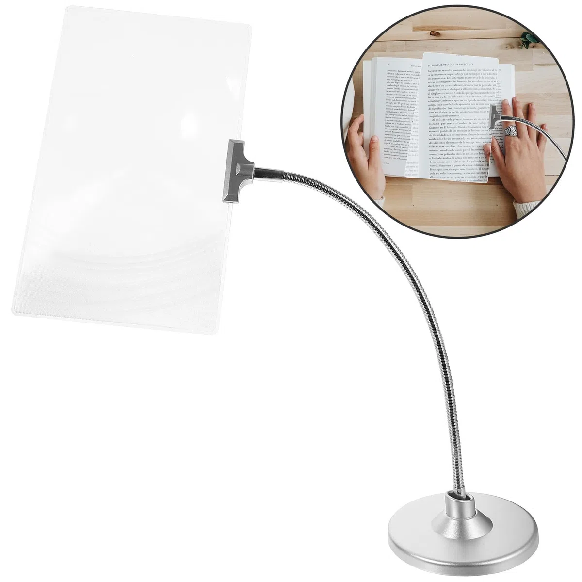 SHINEOFI Lupa de Lectura de Escritorio con Aumento 4X, Diseño de Tubo Flexible y Soporte Ajustable en Posición y Ángulo para Leer y Bordar