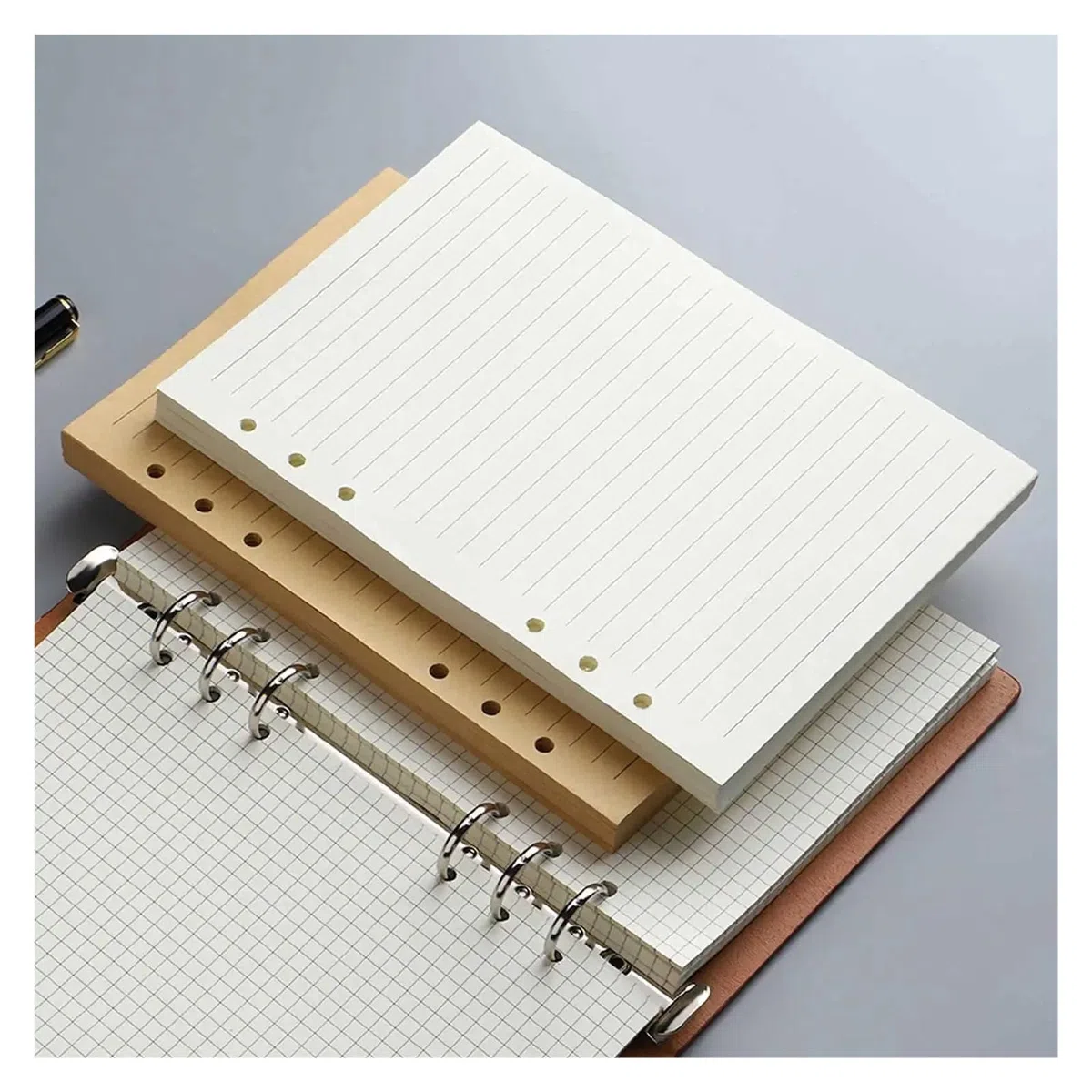 Cuaderno Espiral Recambio de cuaderno de hojas sueltas A5, A6 y A7, carpeta espiral, línea interior, cuadrícula en blanco, papel interior, papelería(A6 line)