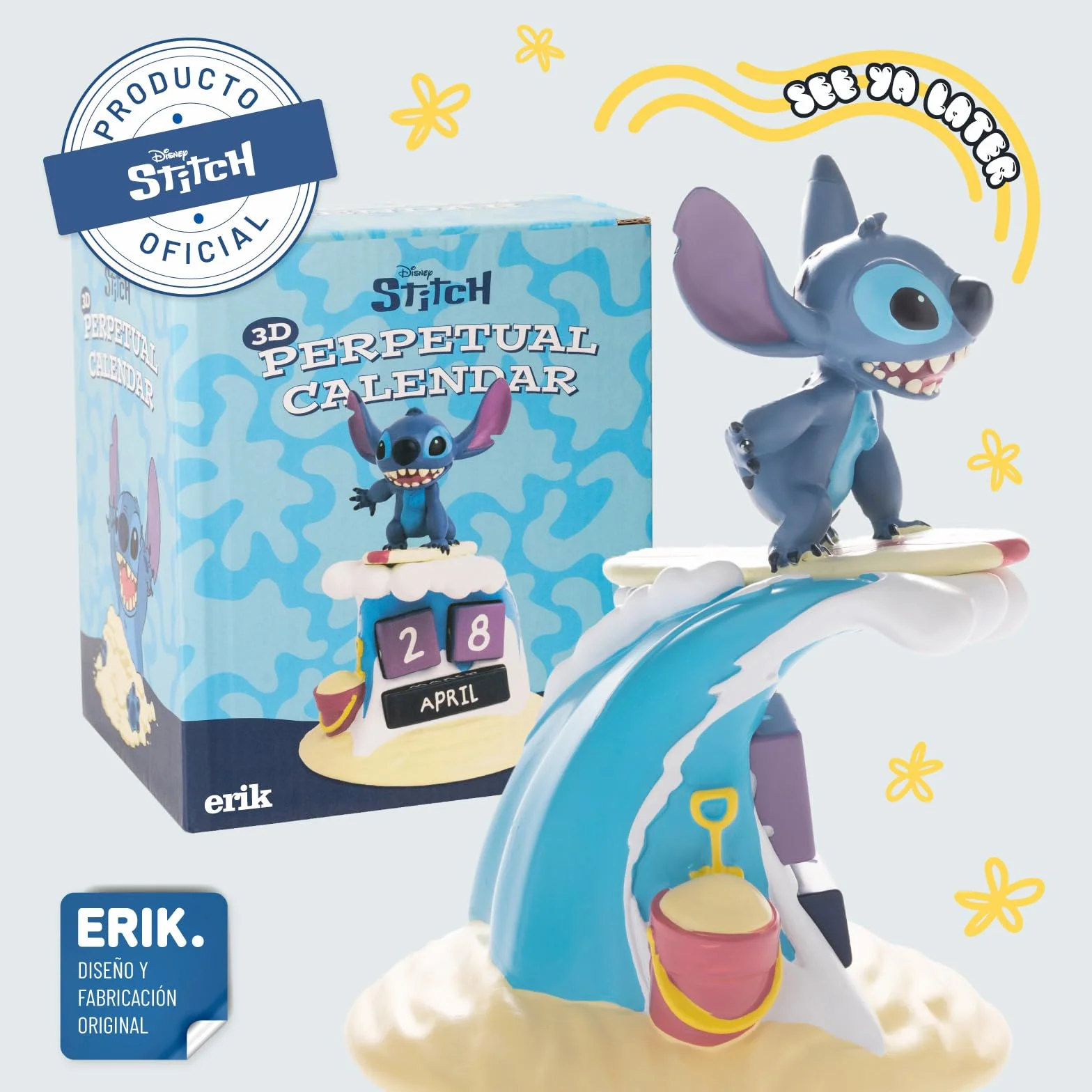 Calendario Perpetuo Stitch 3D - Figura Disney para Decoracion Habitacion Juvenil : Stitch Regalos │ Calendario sobremesa para niños - Merchandising Oficial