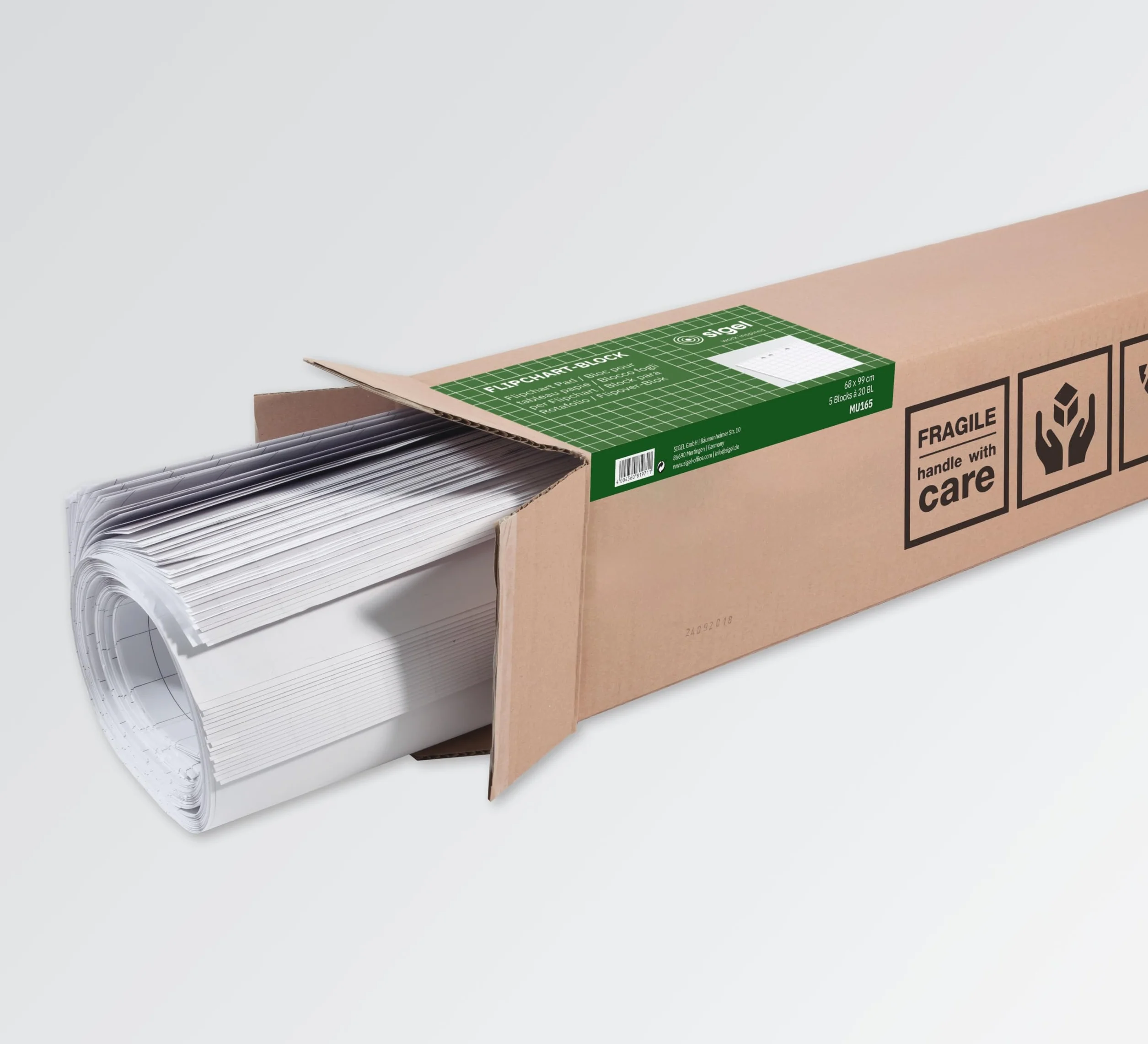 SIGEL MU165 Bloc para rotafolios de para para pizarras meet up y Artverum, formato cuadriculado, con perforación para separación, 69x98 cm, 5 blocs de 20 hojas c/u.