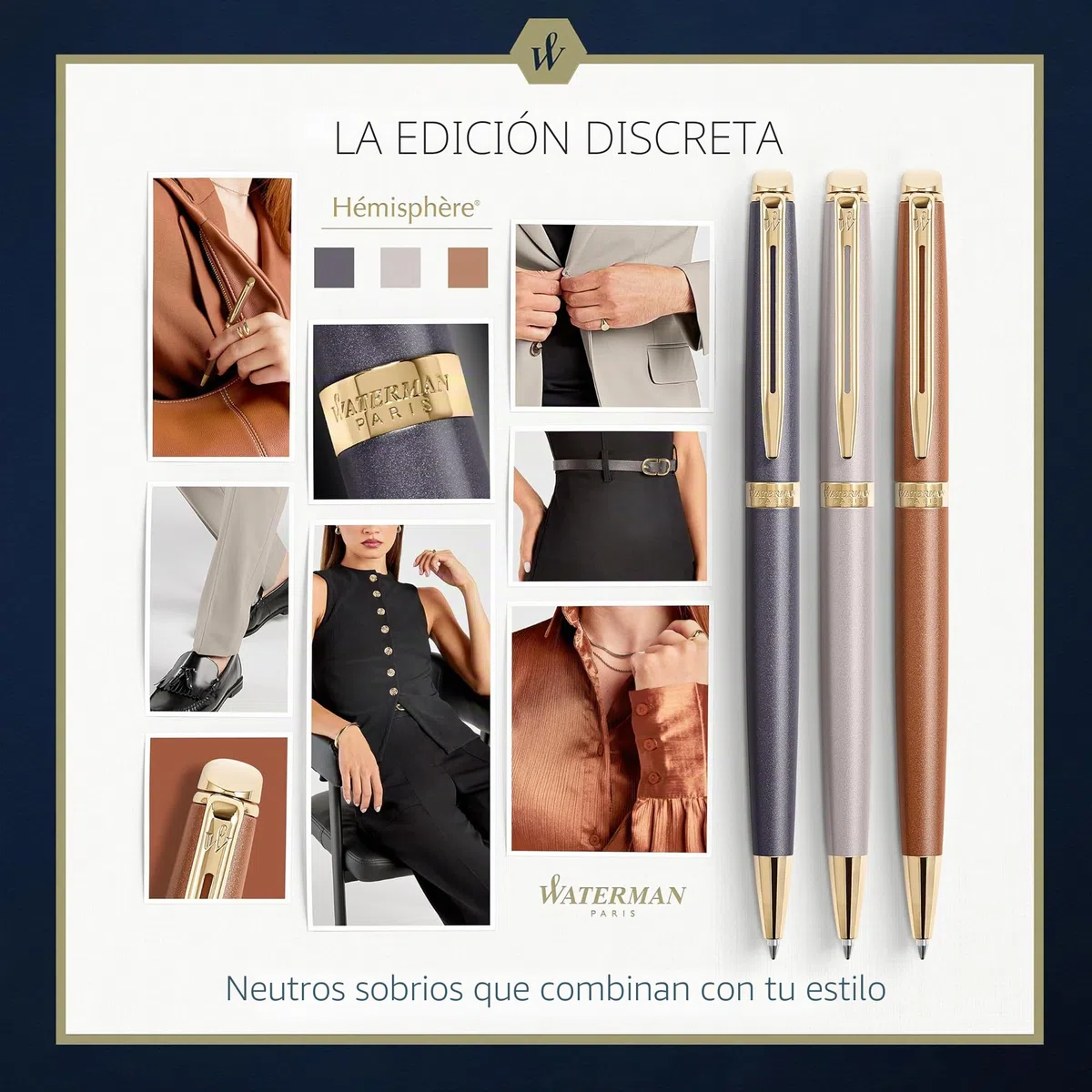 Waterman Hémisphère Pluma estilográfica | La Edición Discreta | Gris piedra | plumín mediano de acero inoxidable | estuche de regalo