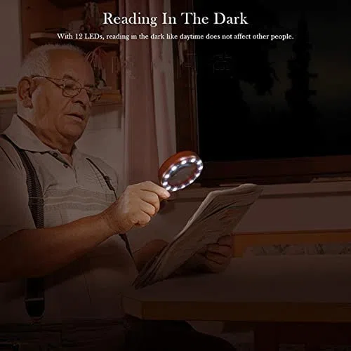 Lupas con luz, Lupa Grande de Mano 30X, Lupa iluminada para Lectura, degeneración Macular, Personas Mayores, Regalos para Personas Mayores,Silver