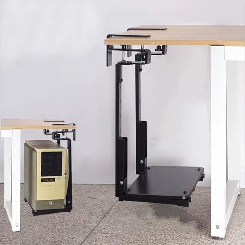 Soporte de PC resistente para debajo del escritorio: soporte ajustable para computadora con almohadillas protectoras, garantiza una excelente circulación del aire, soporta hasta 66 libras