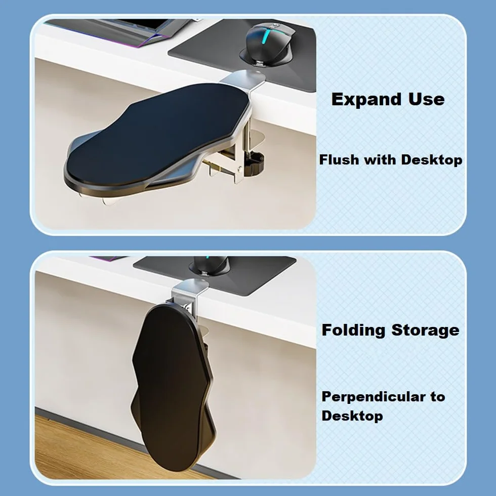 2 Piezas Reposabrazos de Escritorio Ergonómico,Apoyabrazos de Ordenador,180° Rotación Reposamuñecas para Ordenador,Soporte de Reposabrazos y Soporte para Muñeca para Hogar,Oficina