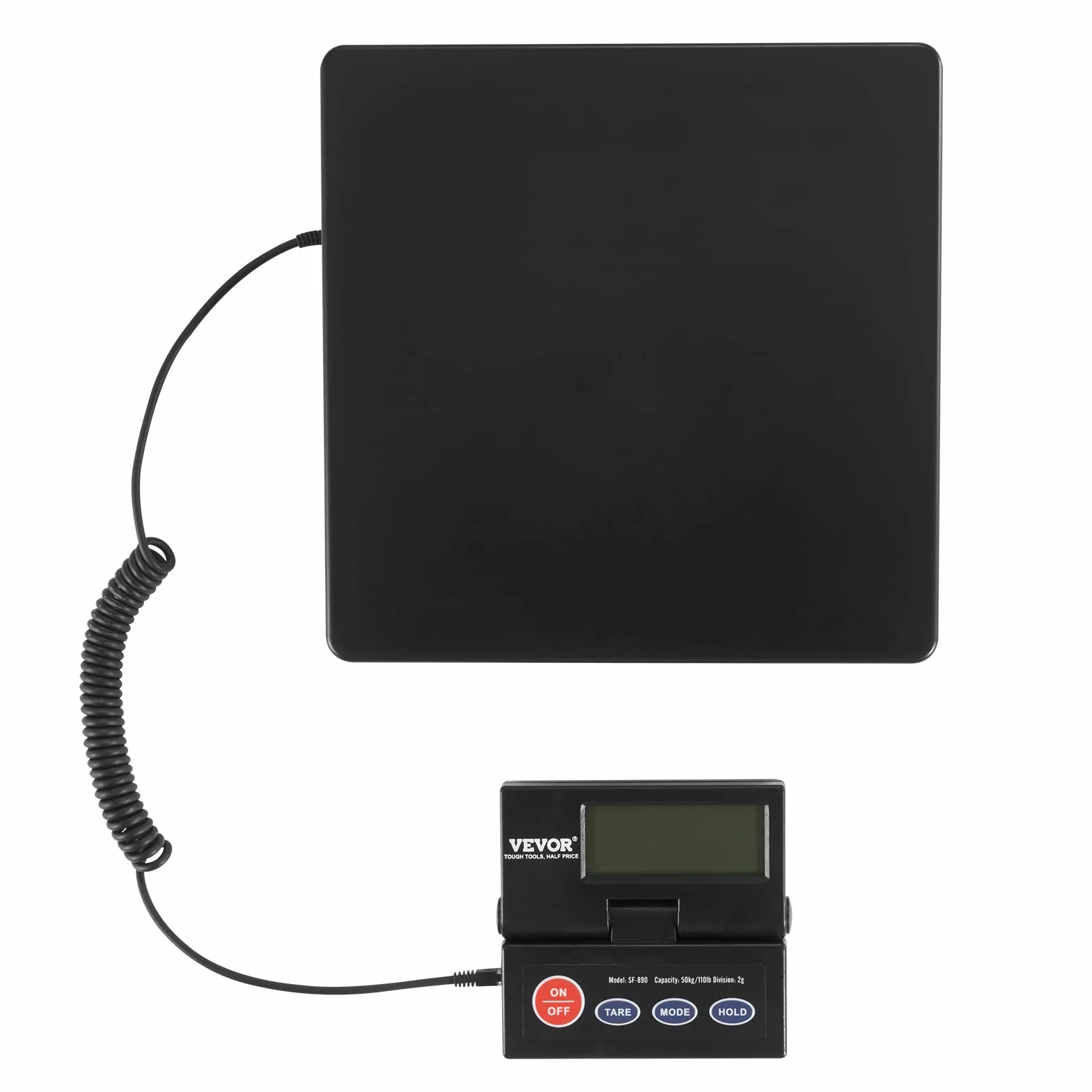 VEVOR Balanza Digital para Envíos 10g-50kg Báscula de Paquetes Precisión 2g Pantalla LCD Plegable 90° Alimentada por CA/CC Certificado FCC