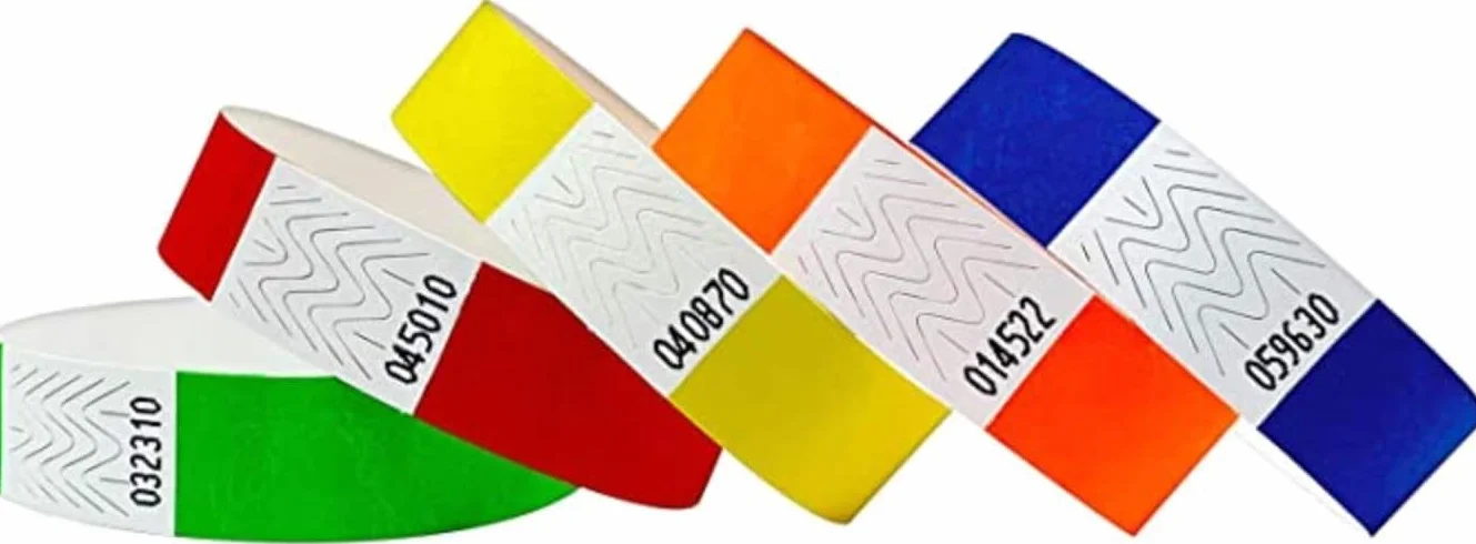 Pulseras de identificación Tyvek 19 mm, 10.000 piezas, Pulseras para eventos (MIX-A, 10.000 Pack)