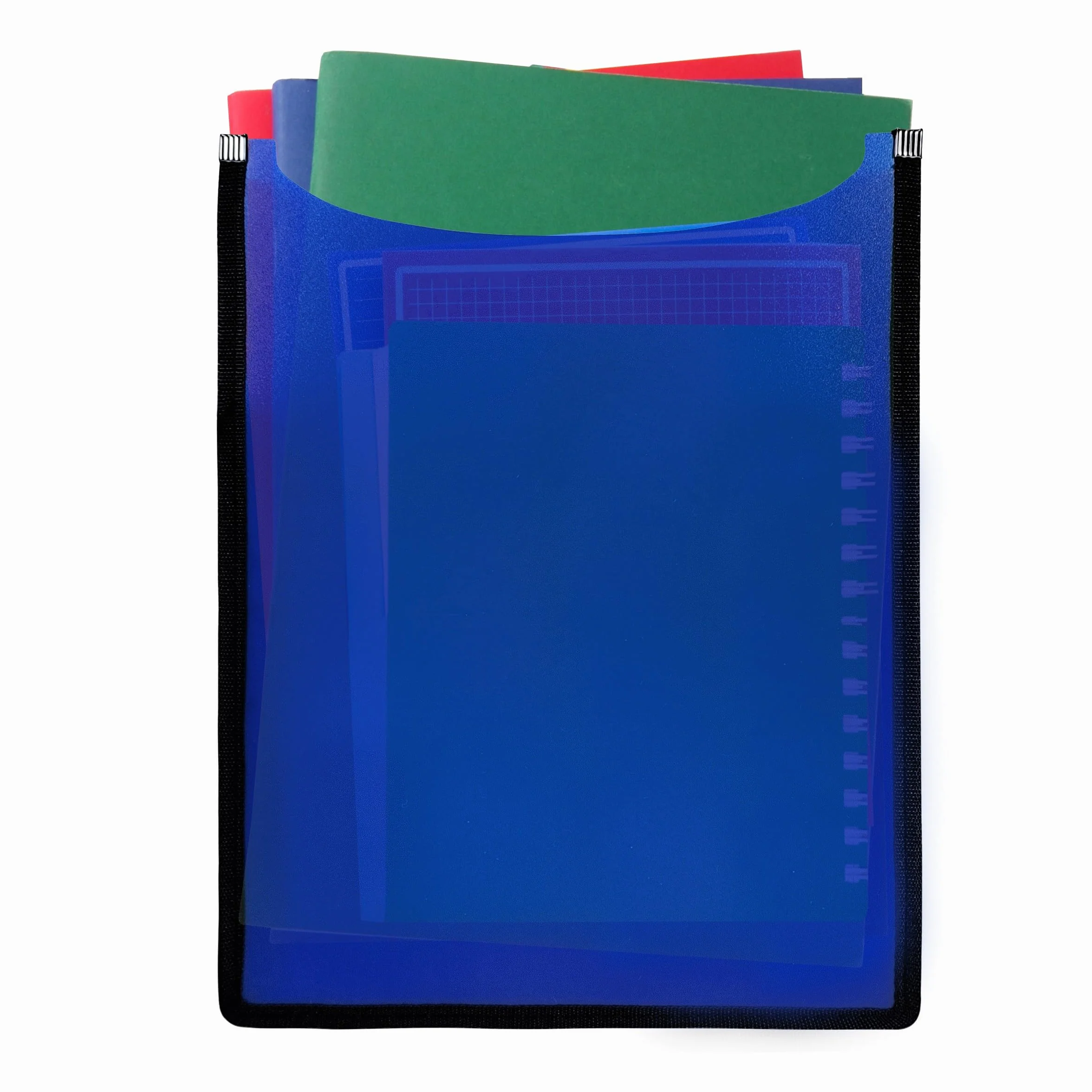 D.RECT Caja Escolar A4 Azul – Pack 6 Unidades – Organizador para Cuadernos, Libros y Documentos – Carpeta Abierta por Arriba – Caja de Plástico Resistente – Fácil de Guardar en Mochila Escolar
