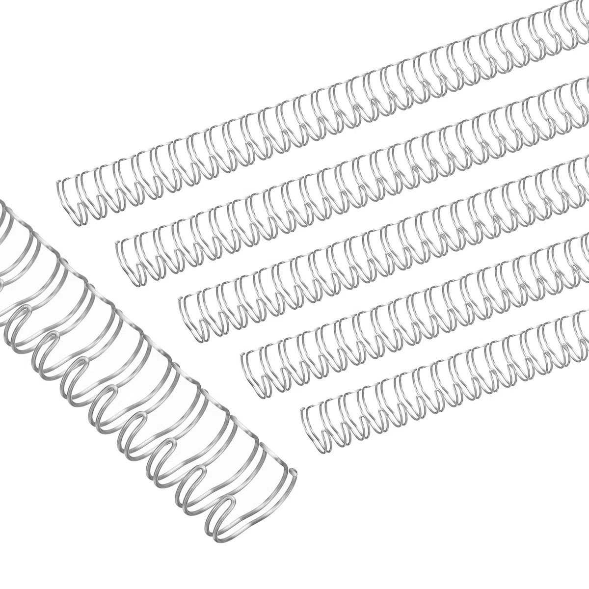 PATIKIL 13mm Bobinas de Encuadernación en Espiral 32 Agujeros Doble Bucle de Plástico para 100 Hojas Plateado 100pcs