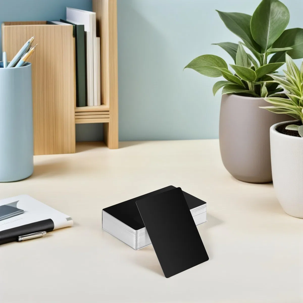 Cabilock 200 Unidades Tarjeta de Metal Negro para Grabado Láser, Ligera y Calibrada para Tarjetas de Presentación, Adecuado para Uso en Casa y Proyectos DIY