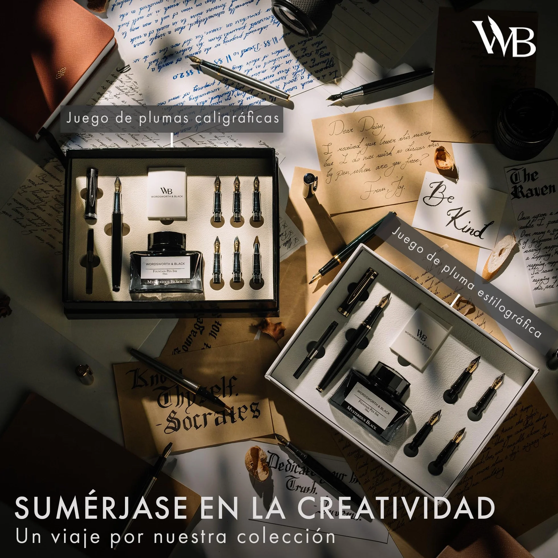 Wordsworth & Black Juego de regalo de pluma estilográfica, incluye botella de tinta y 6 cartuchos, 1 convertidor, 4 puntas de repuesto, paquete premium, diario, caligrafía