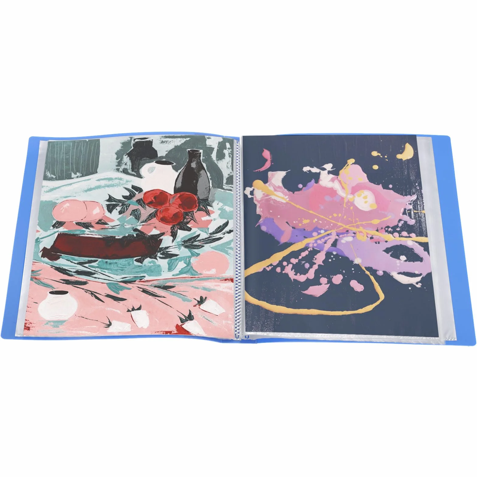 PATIKIL Carpeta de Archivador de 11.6 x 8.3 Pulgada, 4 Unidad, 60 Página, Libro de Presentación con Fundas de Plástico Transparente para Documentos y Obras de Arte, Azul Claro