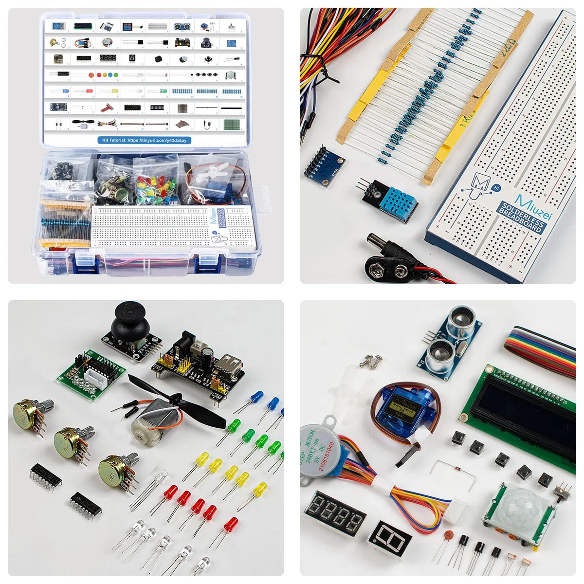 Miuzei Starter Kit Compatible con Arduino-Electrónica Kit con Protoboard con 58 Lecciones, 235 Componentes LC Display, Plug-in Board, Sensores, Relés, GPIO Extensión, Compatible con Raspberry Pi Curso