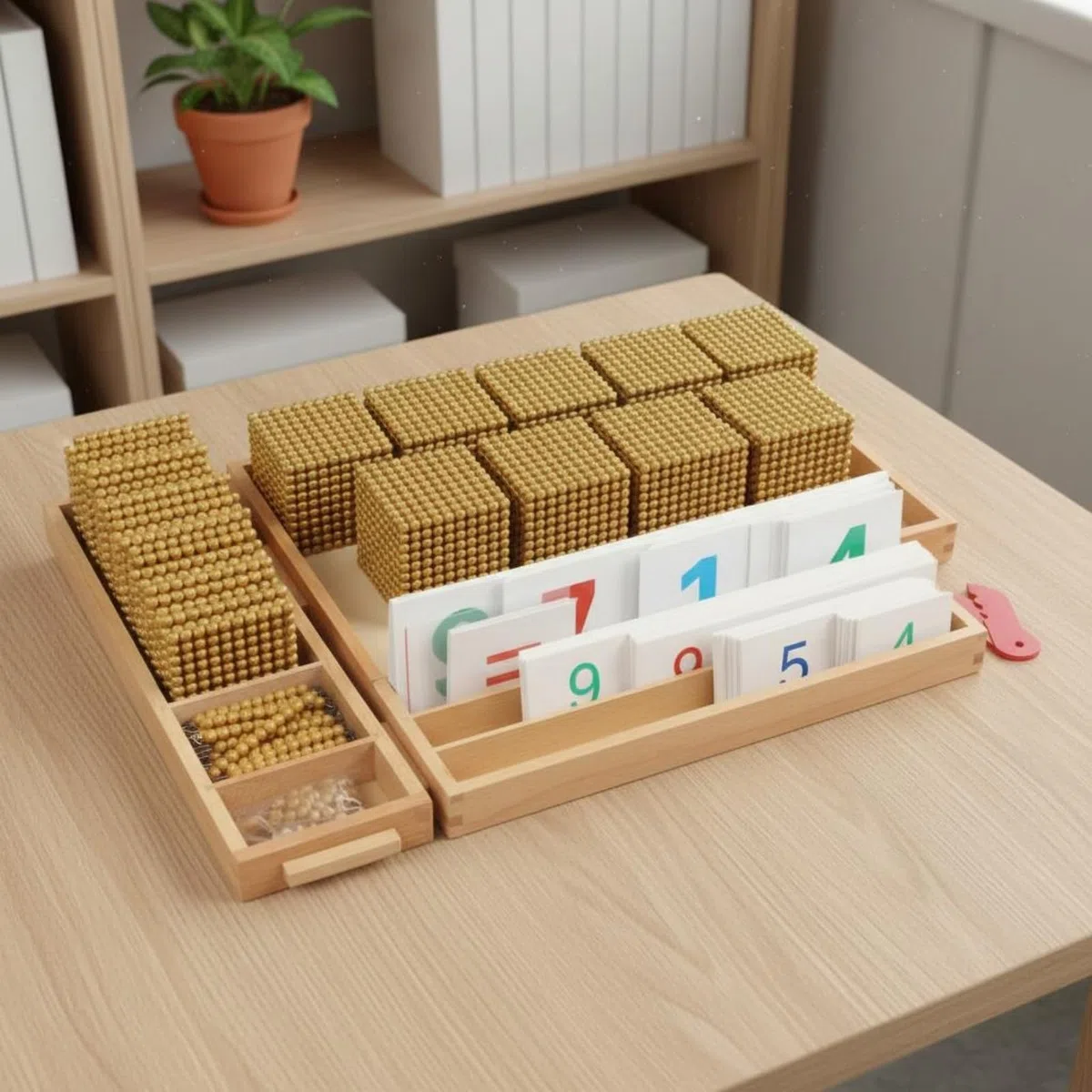 Juego Aritmético para Niños Material Madera y con Tarjetas de Símbolos Tarjetas Numéricas y Bandejas Organizadas para Operaciones Básicas Adecuado, Amarillo, Amarillo