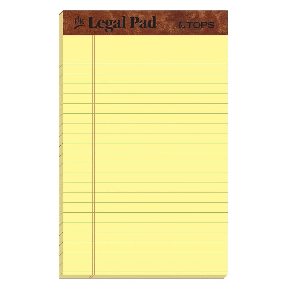 TOPS The Legal Pad Legal Pad, 5 x 8 Inches, Perforated, Canary, Narrow Rule, 50 Sheets per Pad, 5 Pads per Pack (75017)