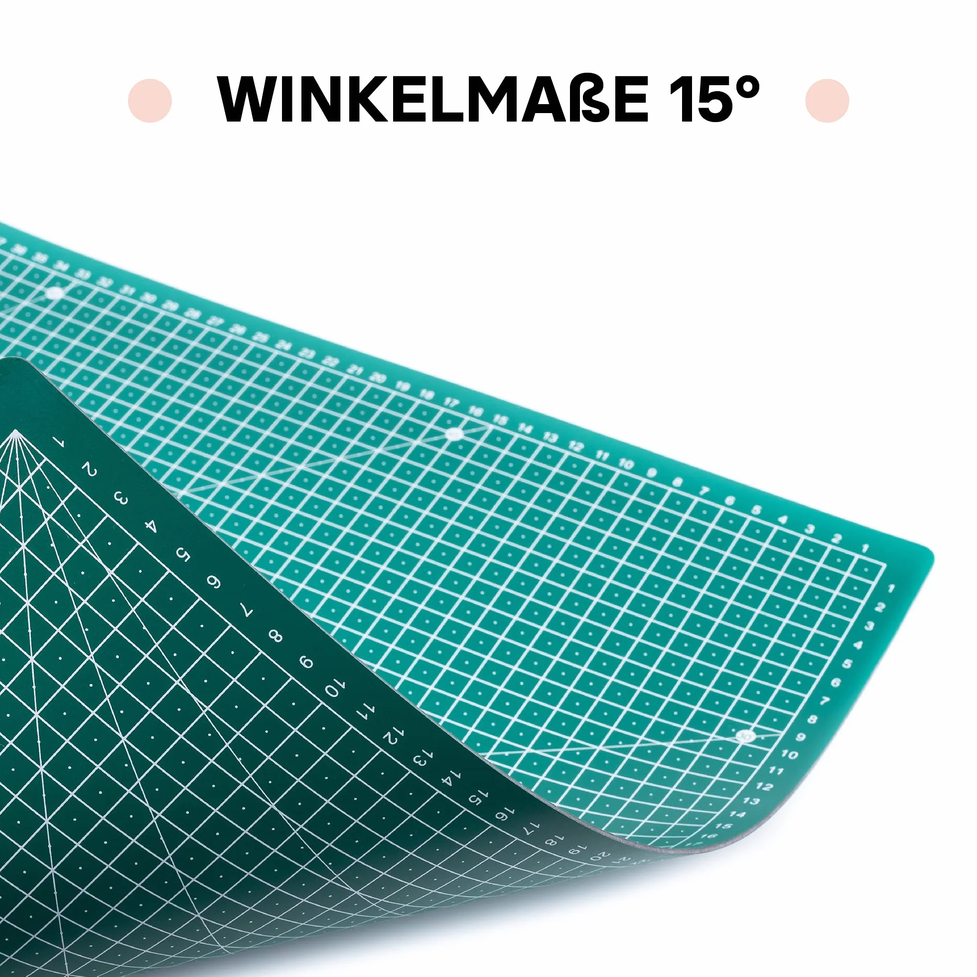 MAXKO Tapete de Corte A1 - Base de Corte A1 de PVC - Alfombrilla de Corte 2 Capas 90 x 60 cm - Cutting Mat con Escuadra 15 °- Tabla de Corte Manualidades Patchwork Costura - Verde