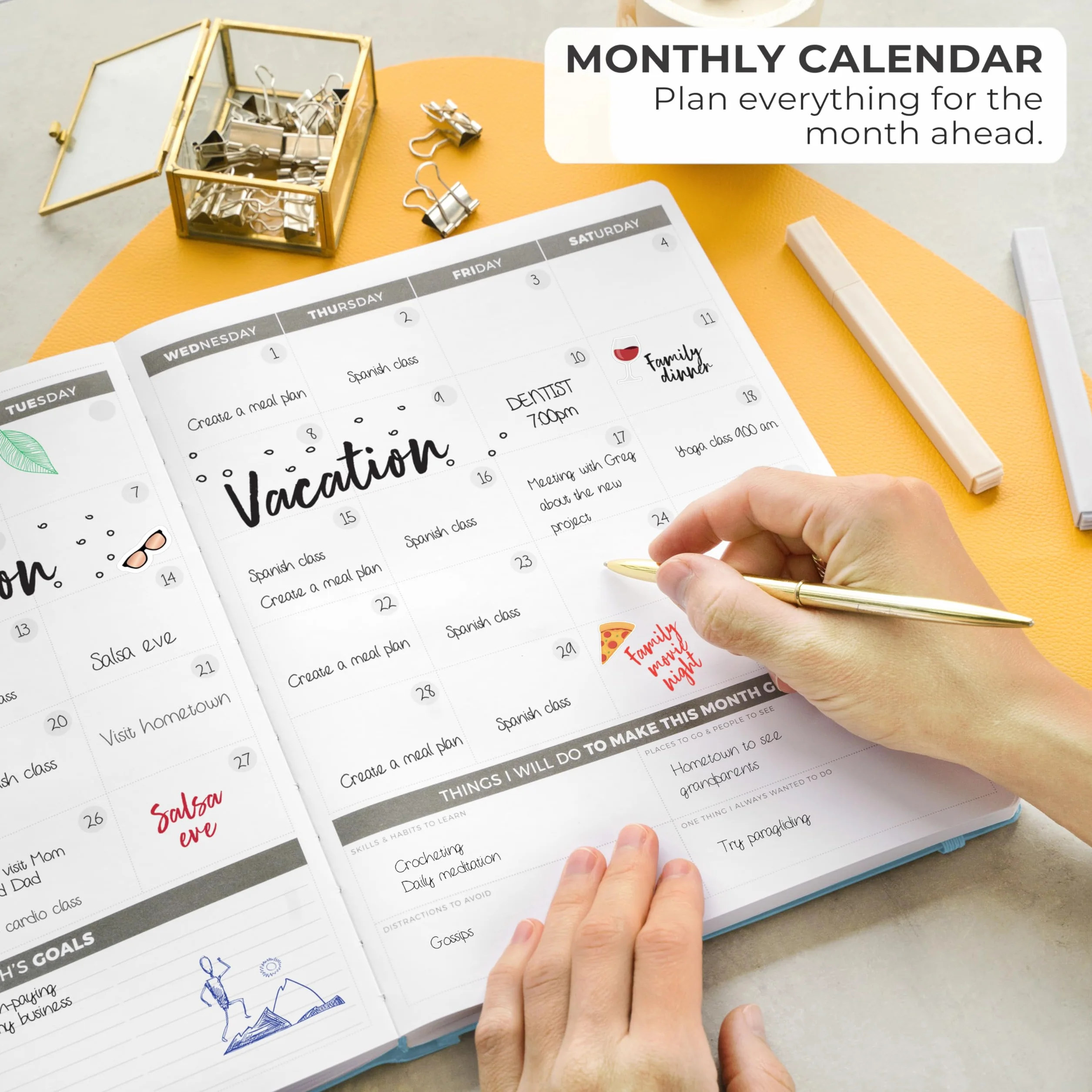 Clever Fox Planificador PRO - Organizador Personal de Vida Semanal y Mensual para Mejorar la Productividad, la Gestión del Tiempo y Alcanzar Tus Metas - A4, Sin fechas 1 Año - Azul