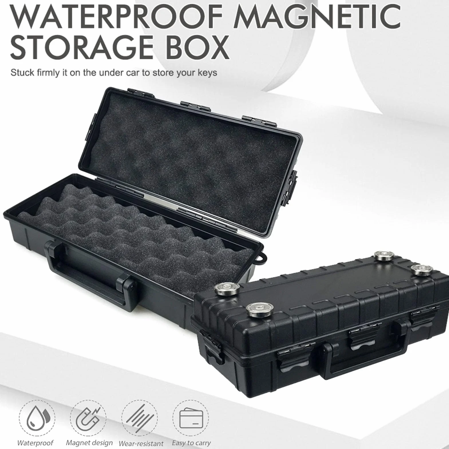 Yunir Caja de Llaves Magnética, Soporte Magnético Portátil con 4 Imanes Fuertes, Soporte para Llaves Oculto a Prueba de Agua