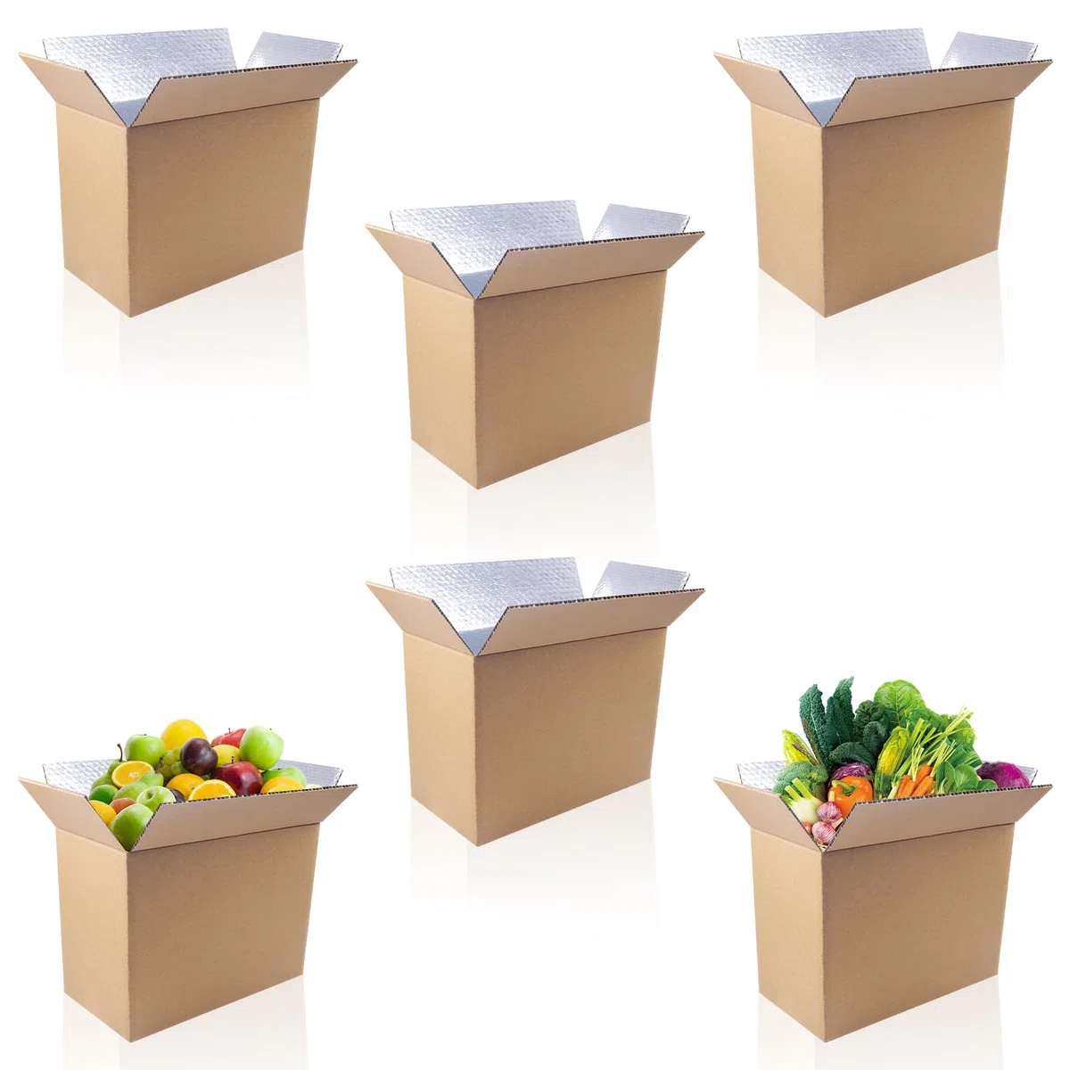 Cajas de envío aisladas para envío de alimentos congelados, 15.7 x 11.8 x 7.8 pulgadas (paquete de 6), kits de mudanza de cartón de aluminio grande para embalaje por correo, caja de envío