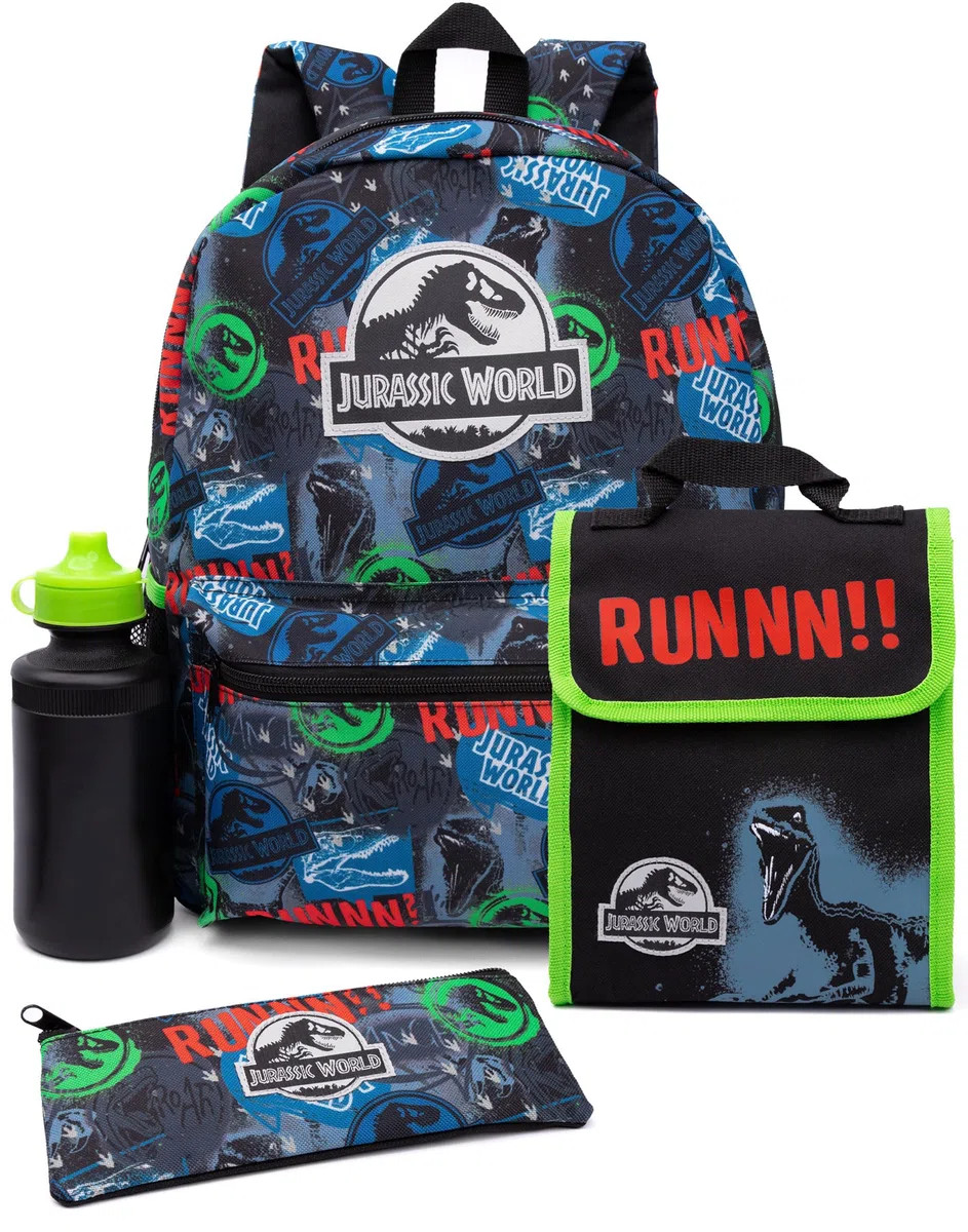 Jurassic World Mochila Set Niños 4 Piezas Escuela Caja De Almuerzo Botella