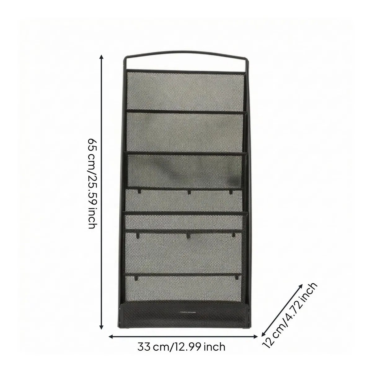 KESOTO Revistero de Pie de Malla Metálica con Organizador de Soporte Vertical de Revistas y Archivador con Bolsillos Abiertos Base Estable Adecuado para, Negro