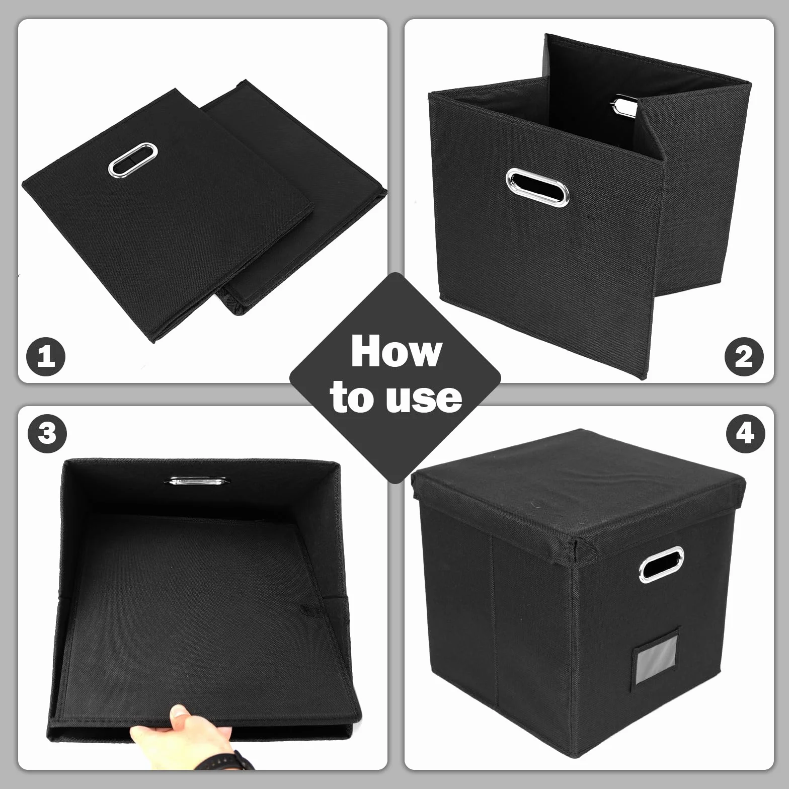 4 cajas de almacenamiento de discos de vinilo de 12 pulgadas, caja de almacenamiento de CD con tapa y asas, cajas de almacenamiento plegables para LP con capacidad para hasta 100 discos