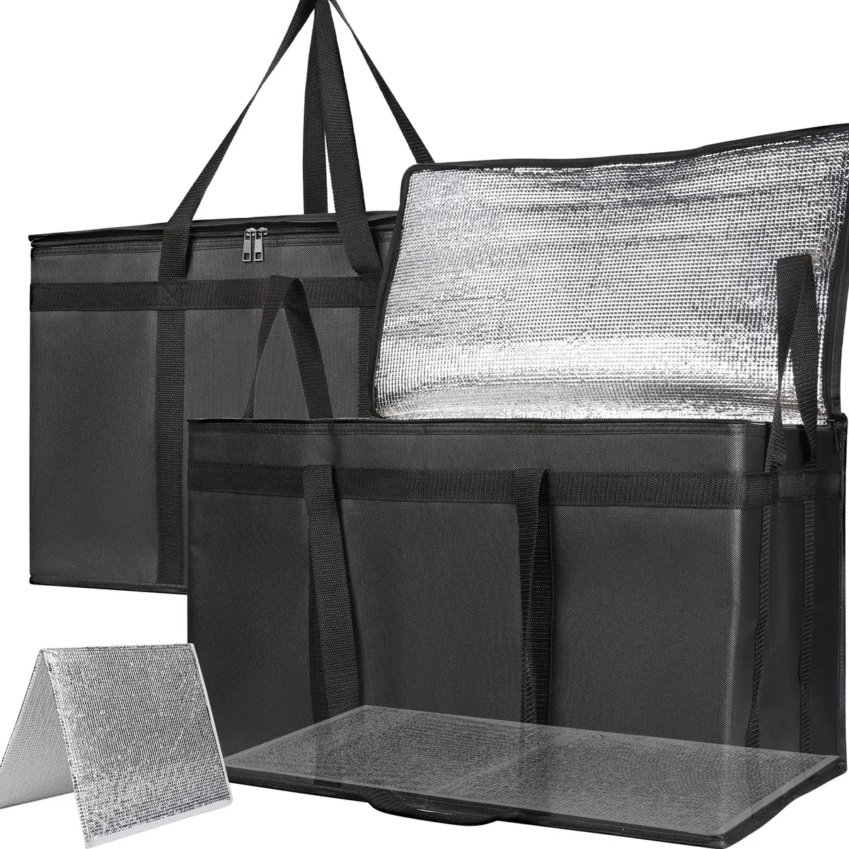 Bolsa para llevar, paquete de dos unidades, 3XL, color negro y placa base