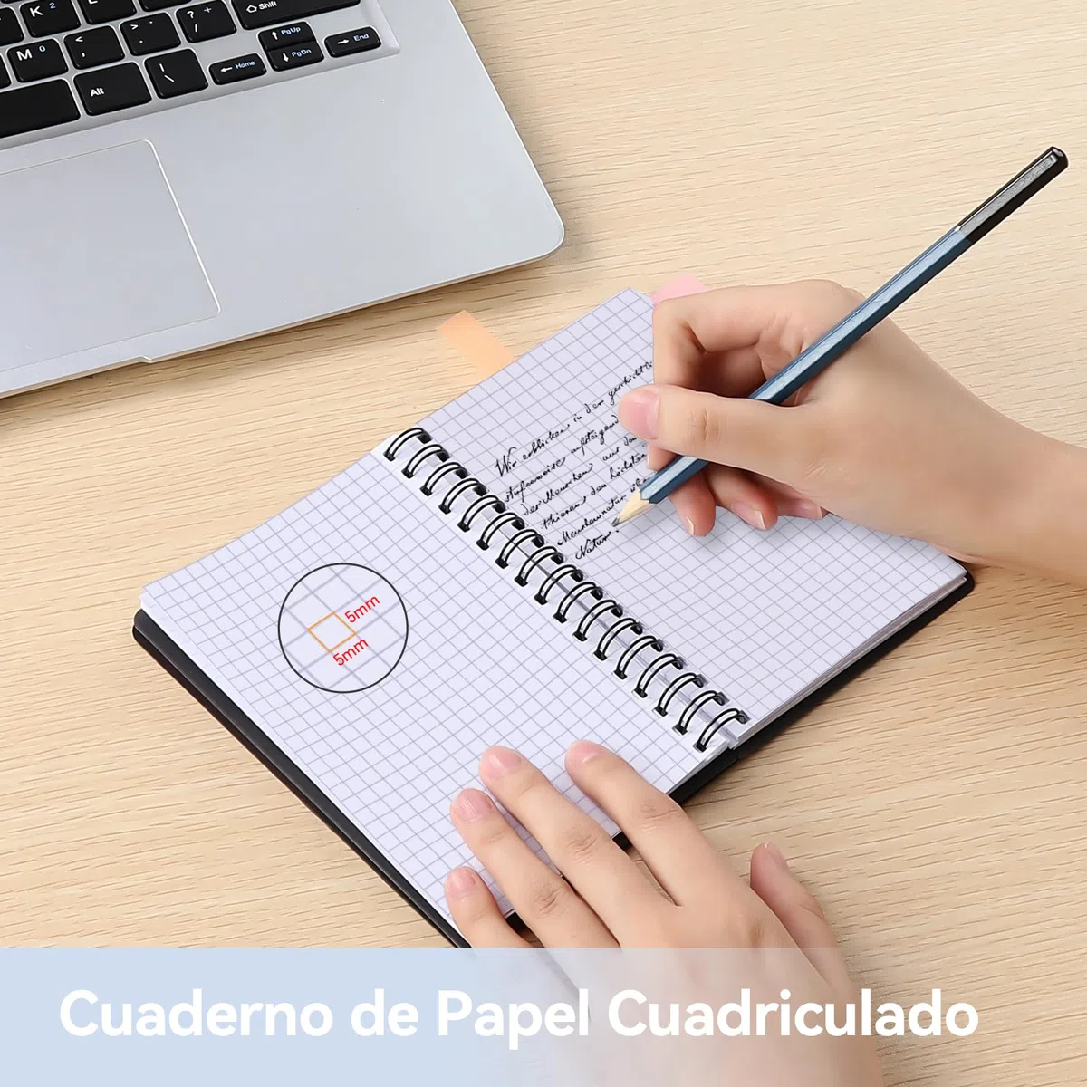 AGPTEK Libreta Pequeña A6 Cuaderno Espiral de Bolsillo con Notas Adhesivas de Colores, Bloc de Notas con Tapa Kraft para Estudio y Oficina
